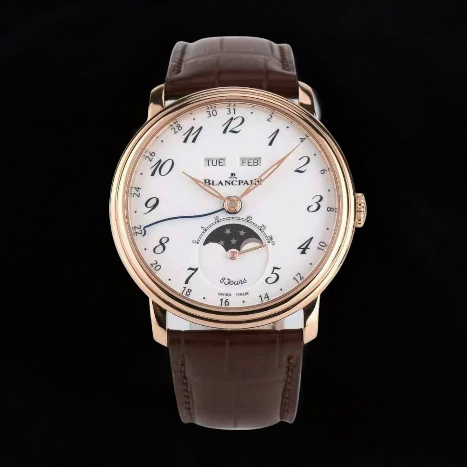 Villeret Quantième Complete Calendar 8 Days Rose Gold