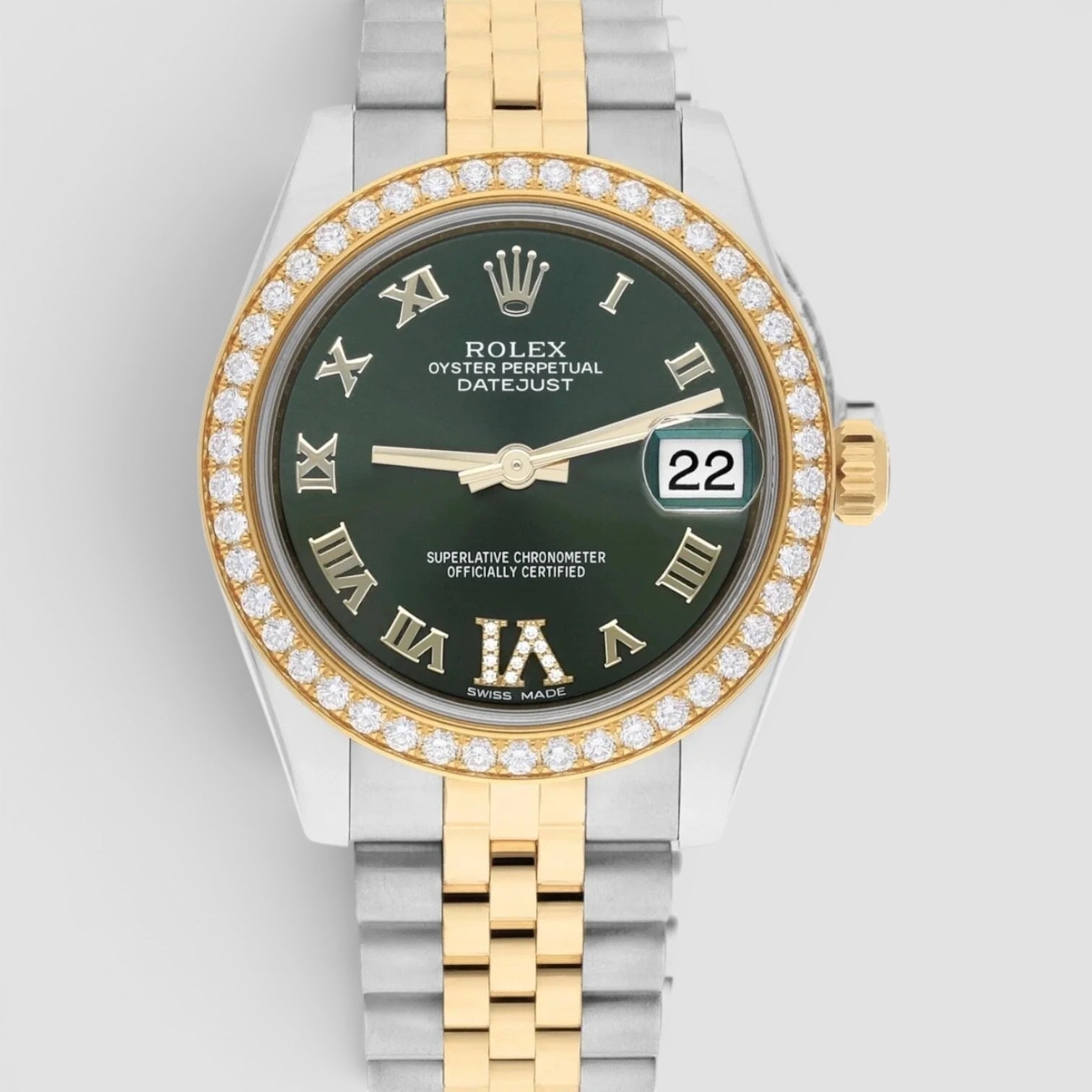 Datejust 31mm Factory Diamond Bezel Green Roman Dial
