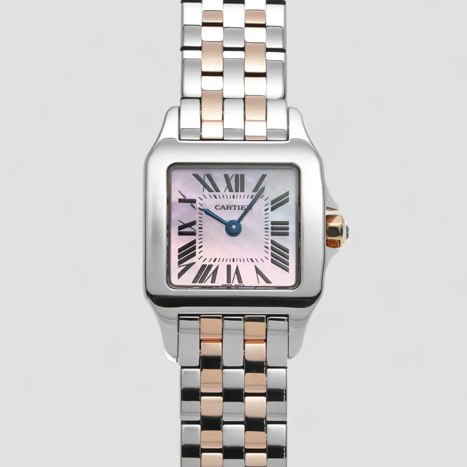 Santos Demoiselle Pink Mother of Pearl Dial Two Tone Steel Ladies Watch