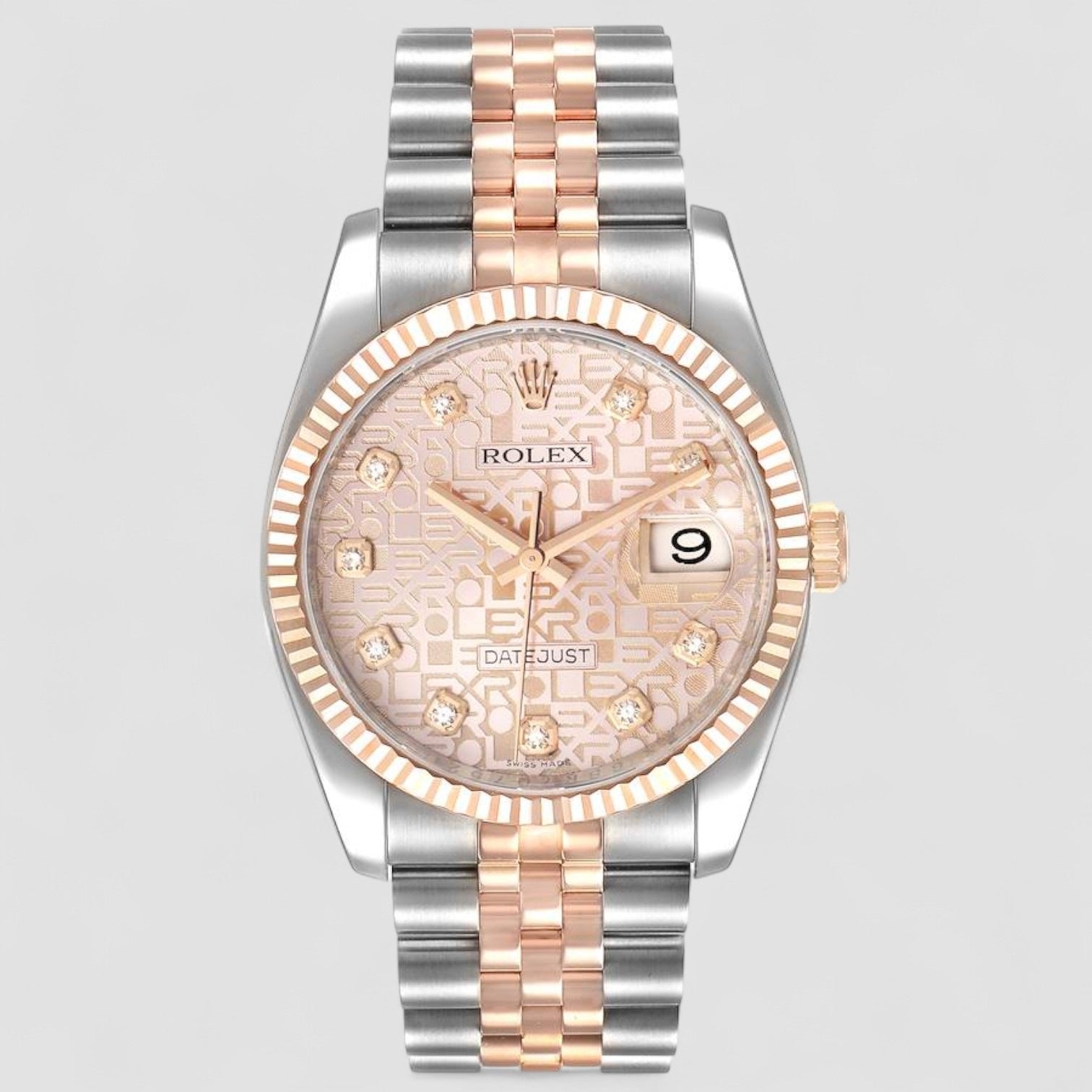 Datejust 36mm Dial Steel Rose Gold Diamond Unisex Watch