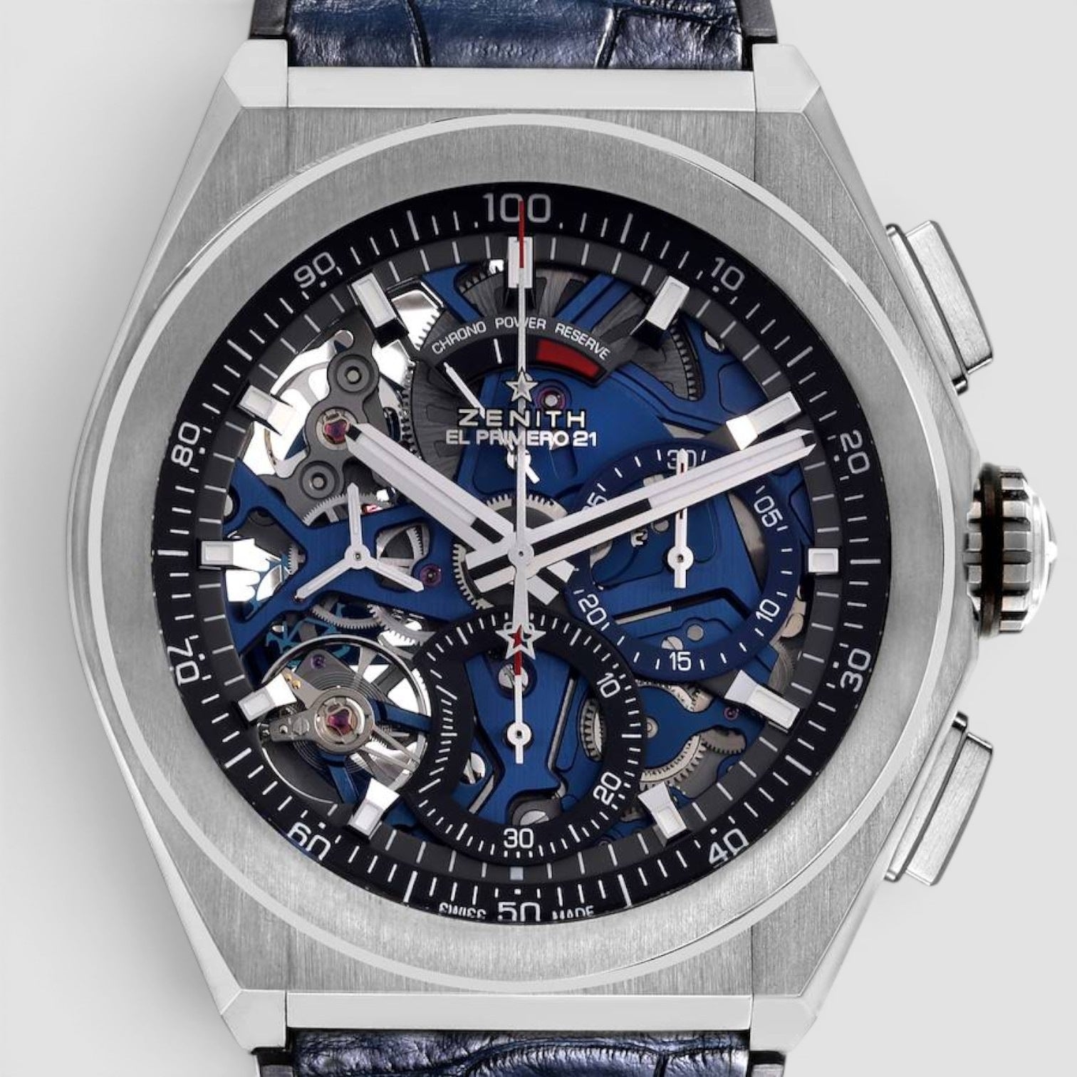 Defy El Primero 21 Chronograph 44mm Titanium Blue Skeleton Dial