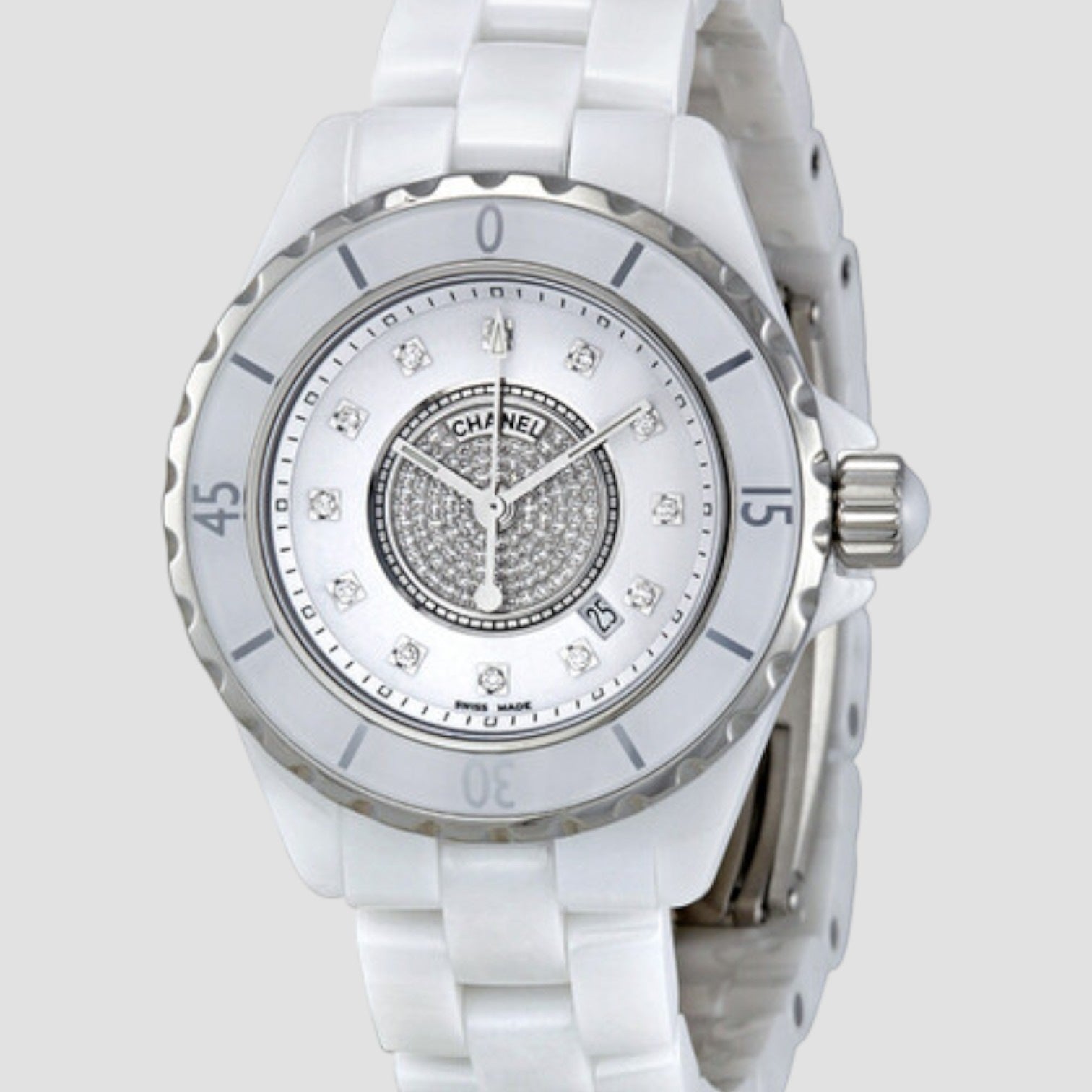 J12 White Diamond Pave Ladies Watch