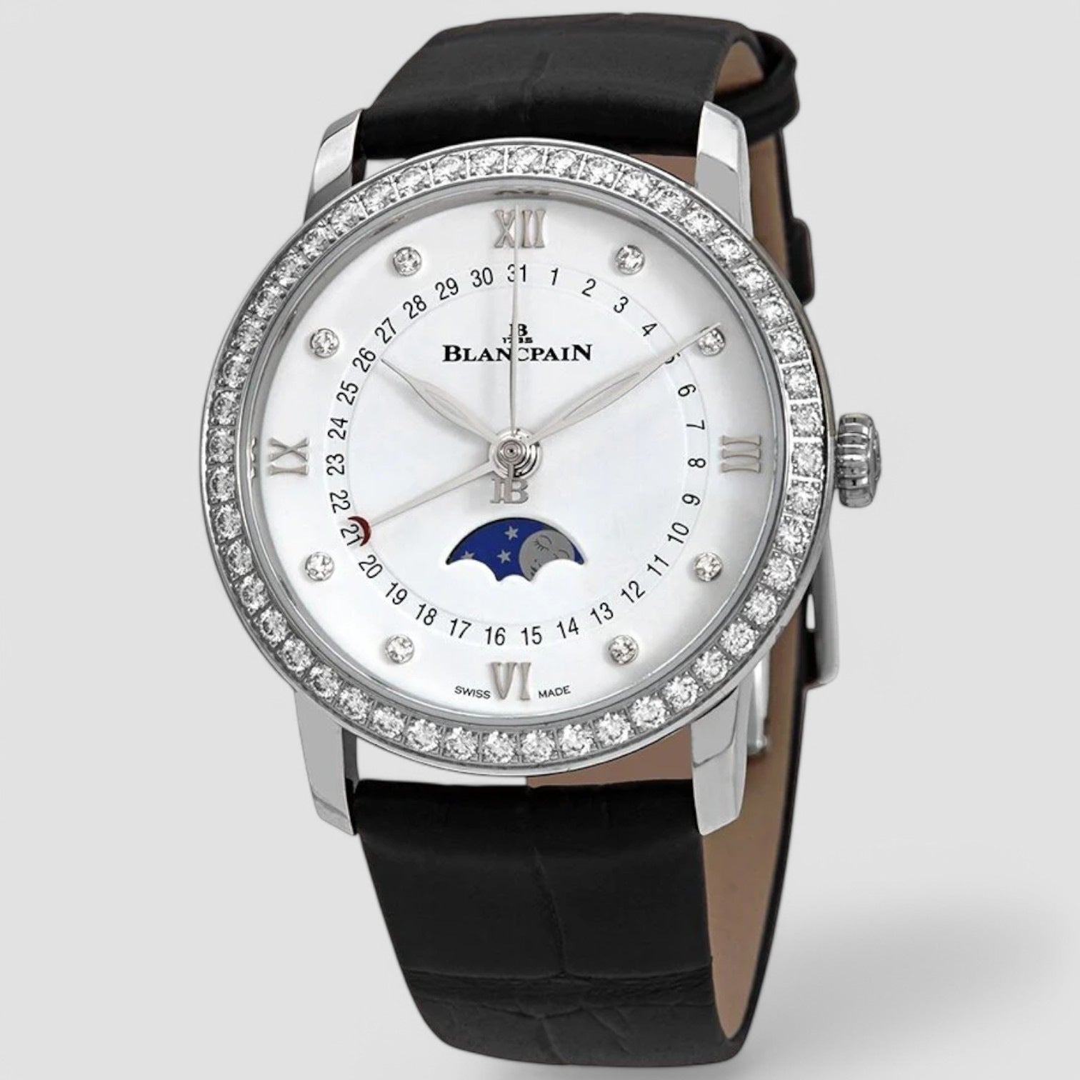 Villeret Moonphase Diamond White Dial Unisex Watch