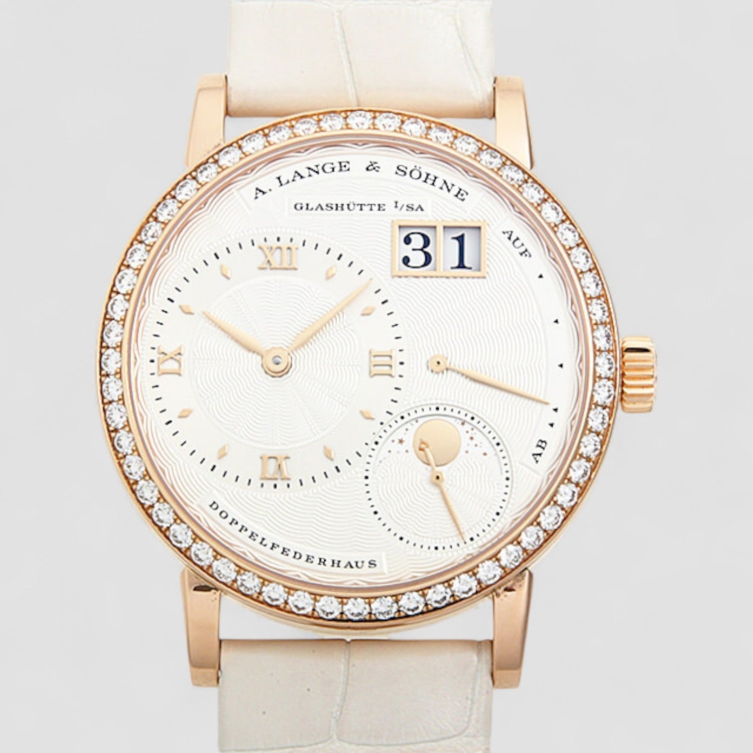 Little Lange 1 Moon Phase Pink Rose Gold Diamond Bezel 36.8mm