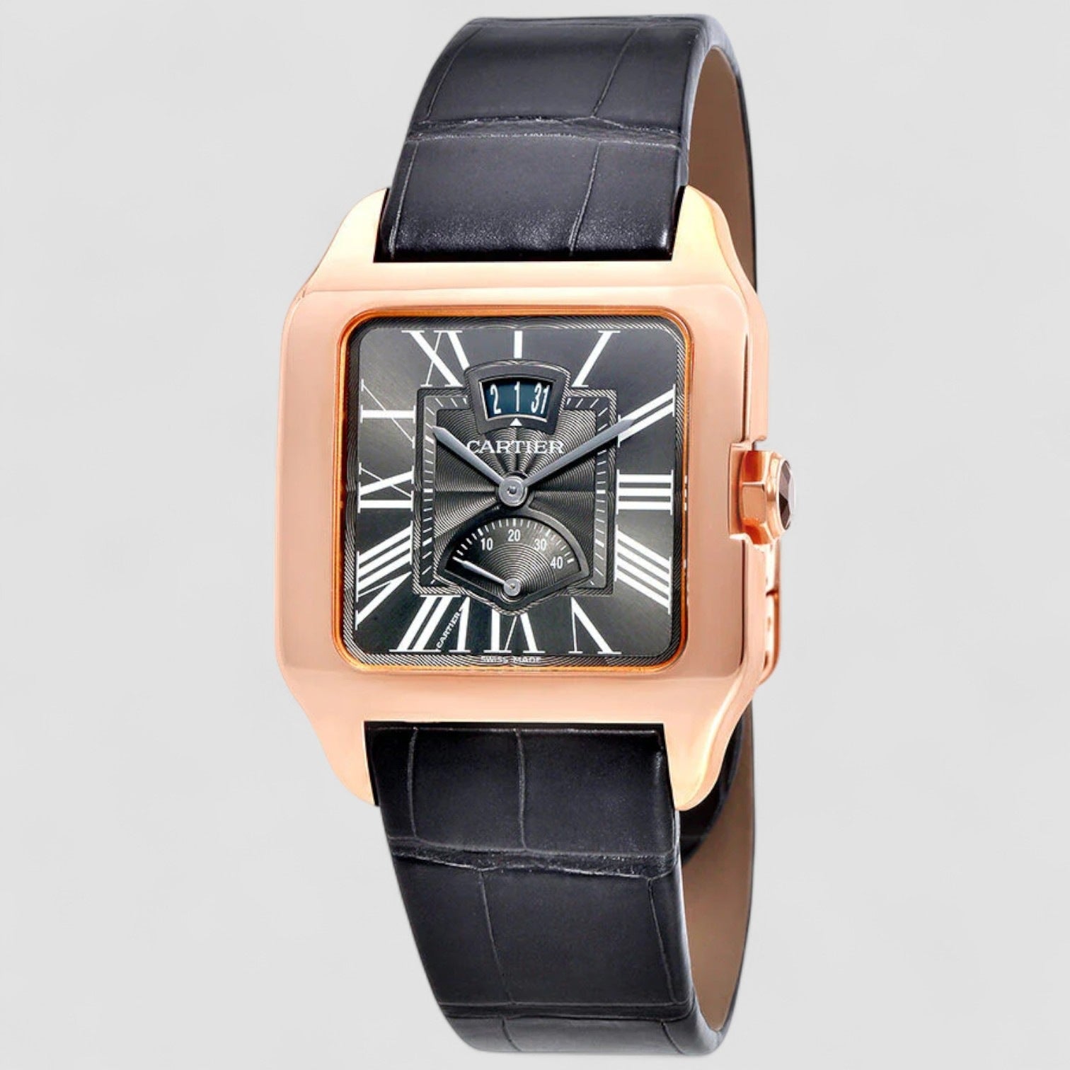 Santos Dumont Gray Galvanized Flinque Dial Men's Watch