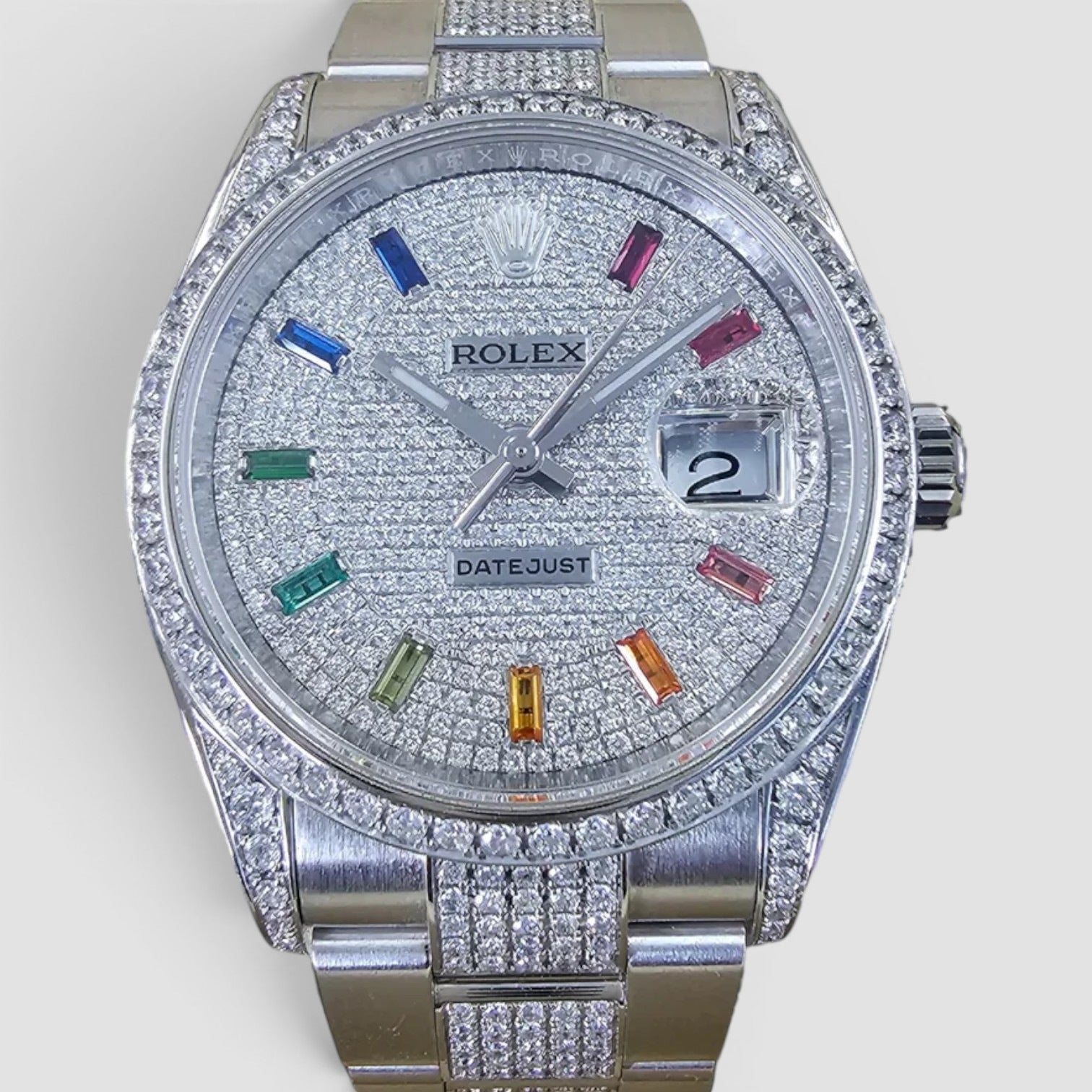 Datejust 36 Iced Out Dial & Bezel | Rainbow Index - Bracelet Pavé