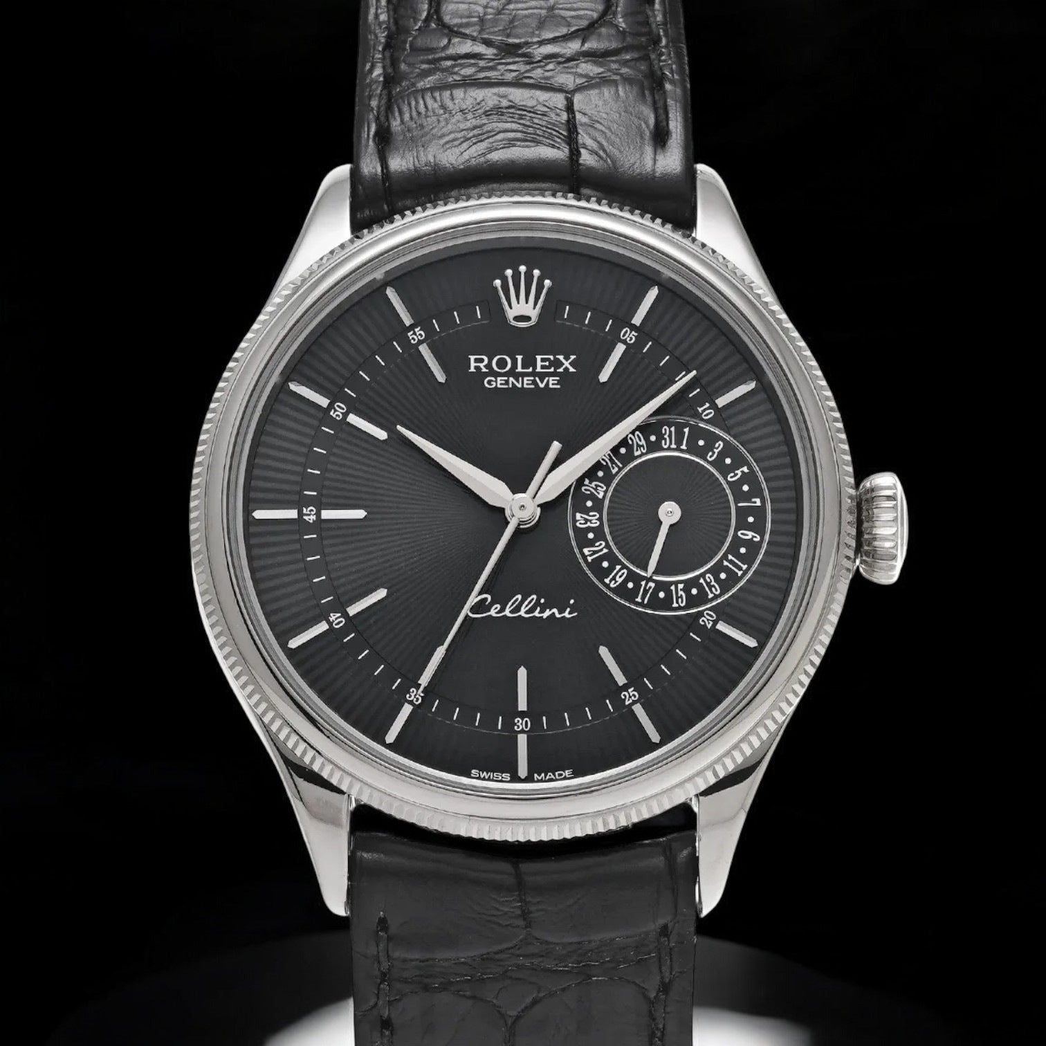 Cellini Date Black Dial 18K White Gold