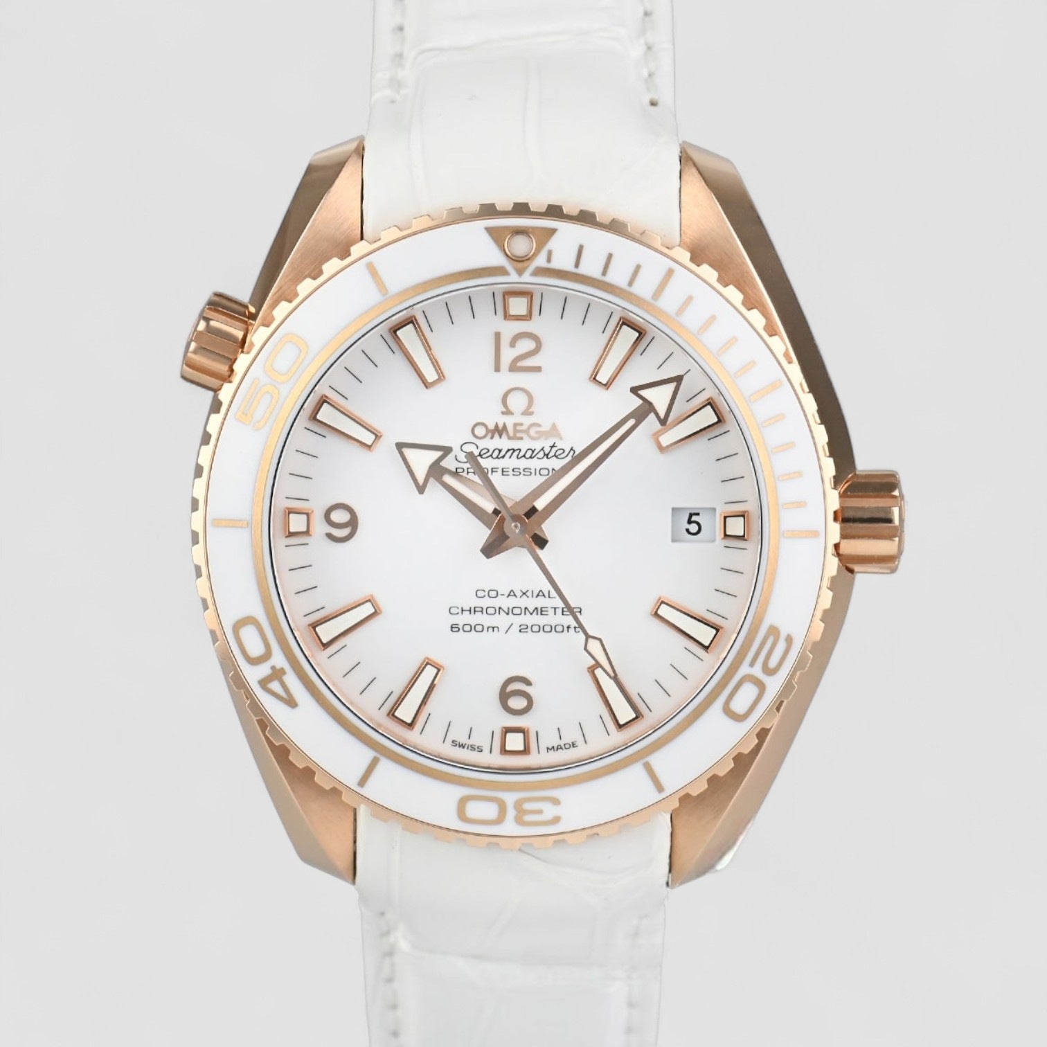 Seamaster Automatic White Dial 18kt Rose Gold Unisex Watch