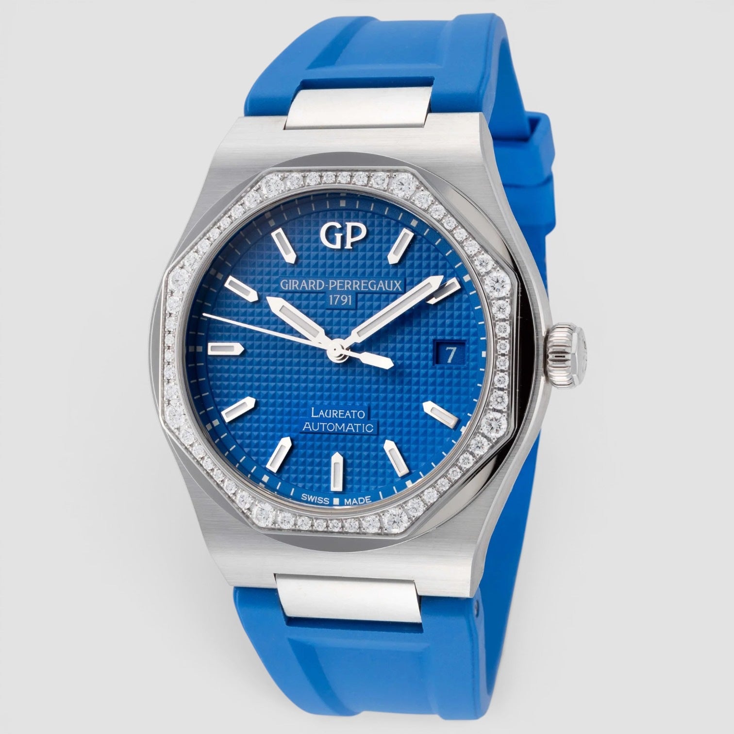 Laureato 38mm Stainless Steel Blue Dial Diamond