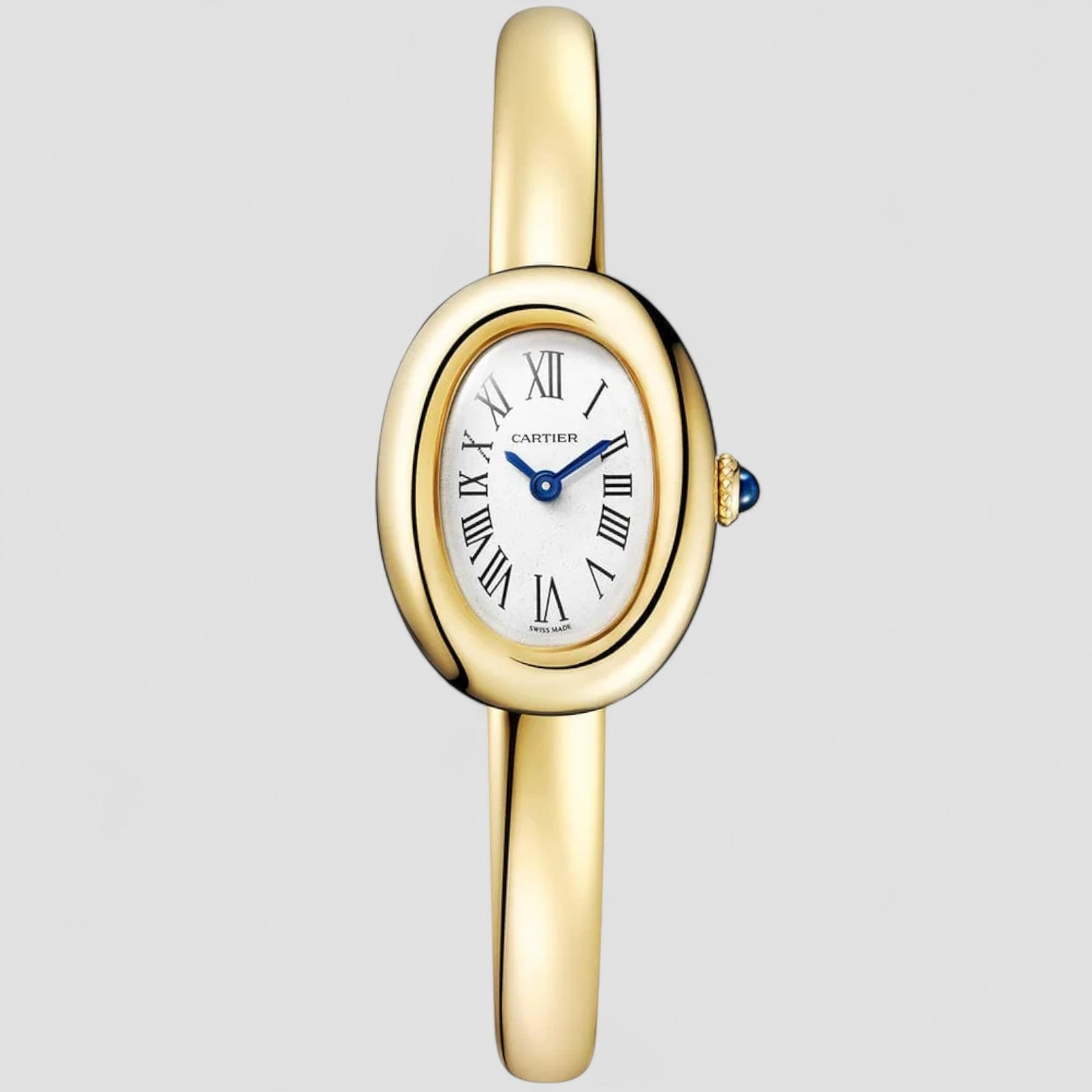 Baignoire (Size 17) 18K Yellow Gold Silver Dial