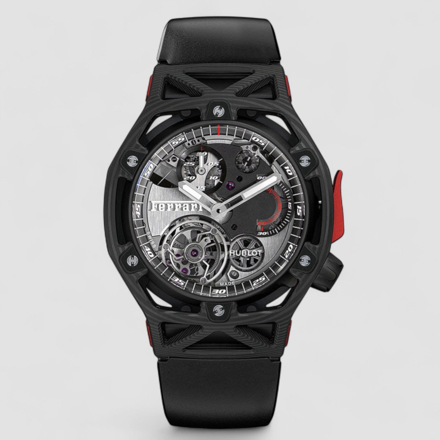 Techframe Ferrari Tourbillon Chronograph Carbon Fiber on Strap