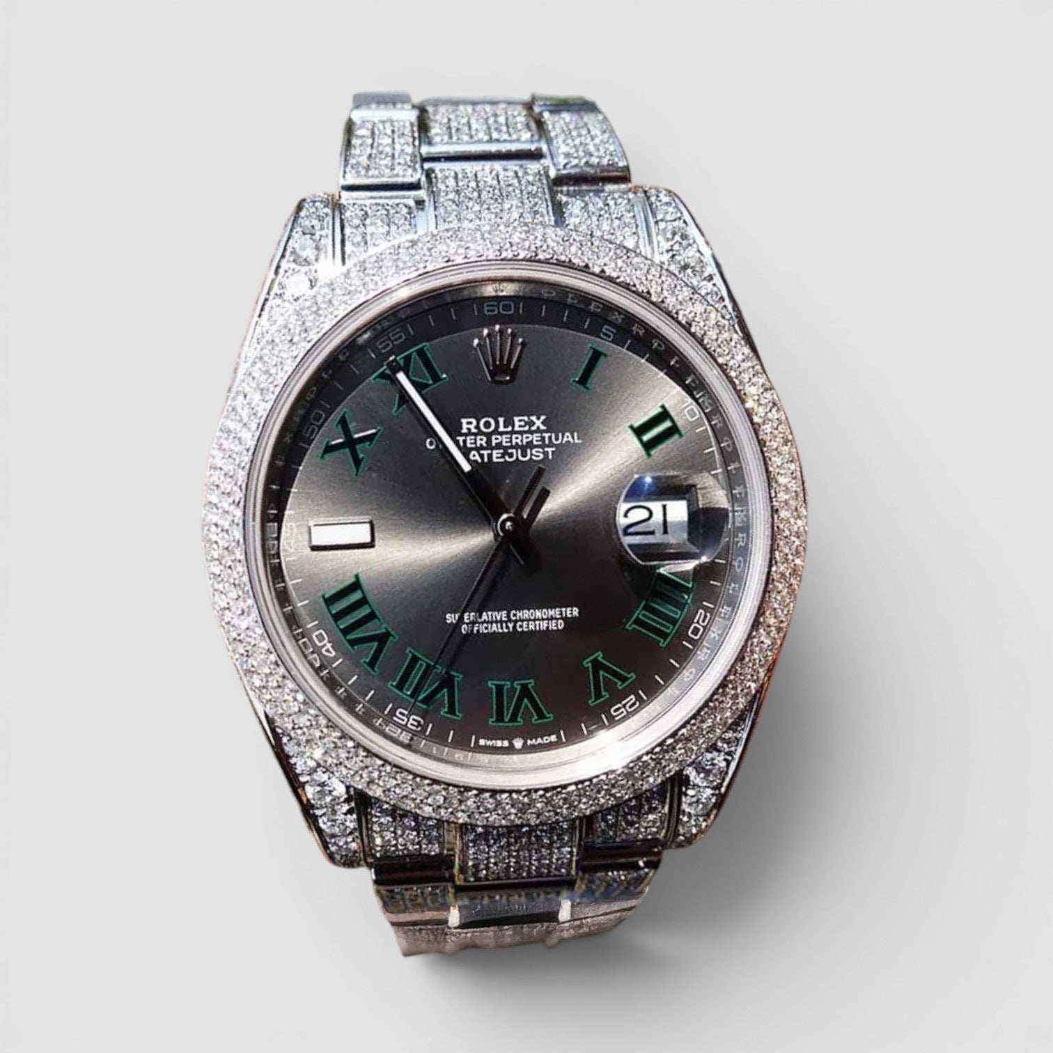Datejust 41 "Wimbledon" Custom Diamond-Set Pavé Bezel