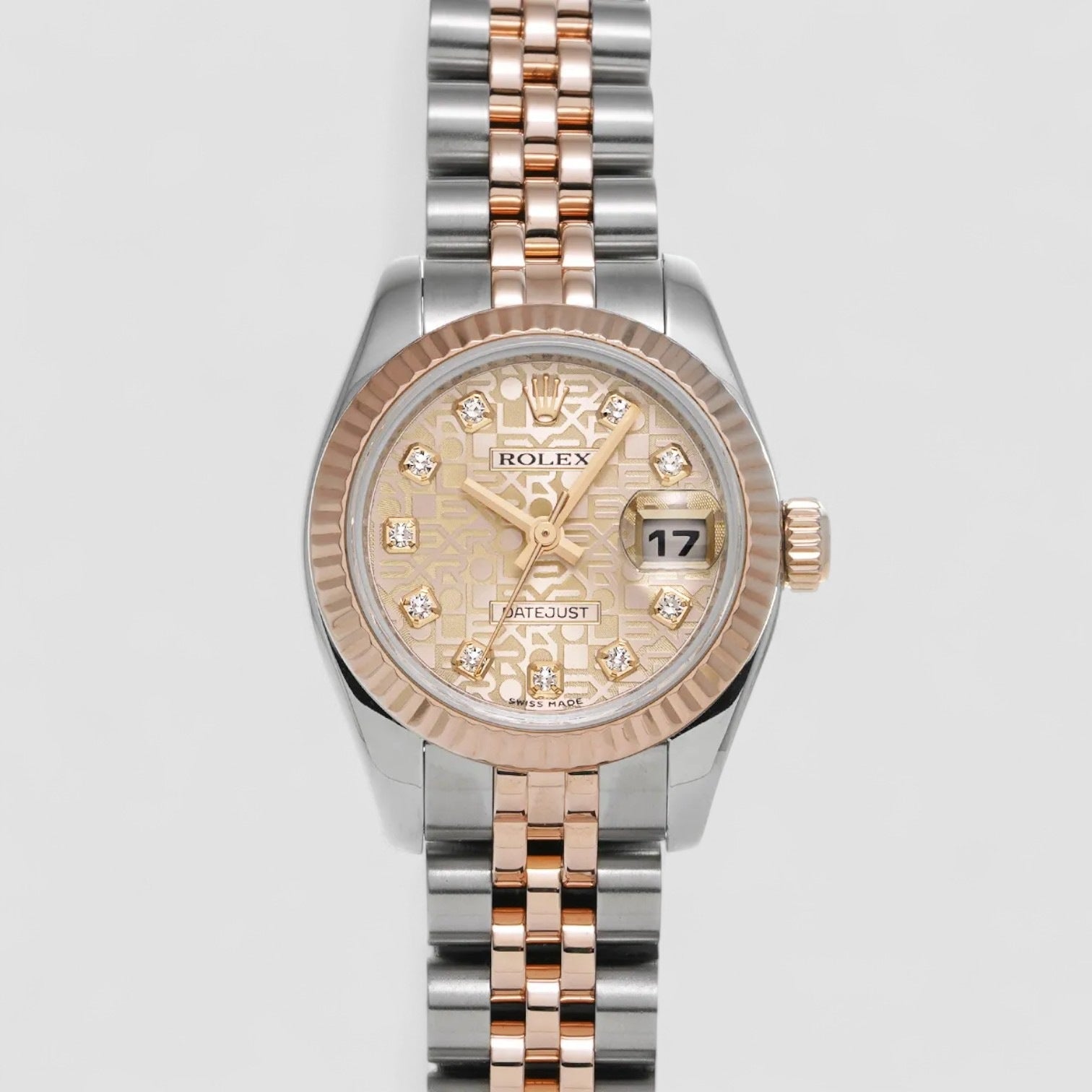 Datejust Steel Rose Gold Pink Diamond Dial Ladies Watch