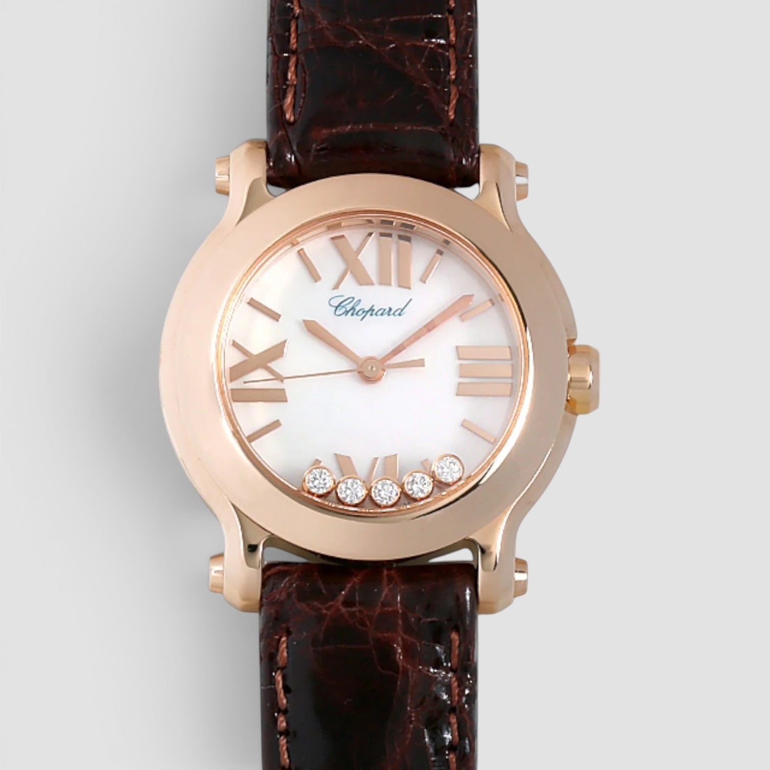 Happy Sport 30mm Rose Gold White Dial Diamond