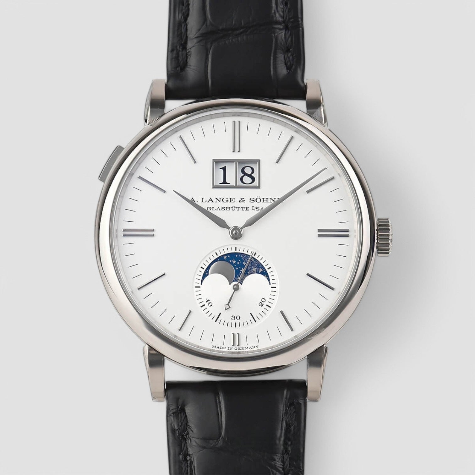 Saxonia Moon Phase Automatik 18K White Gold / Silver Dia