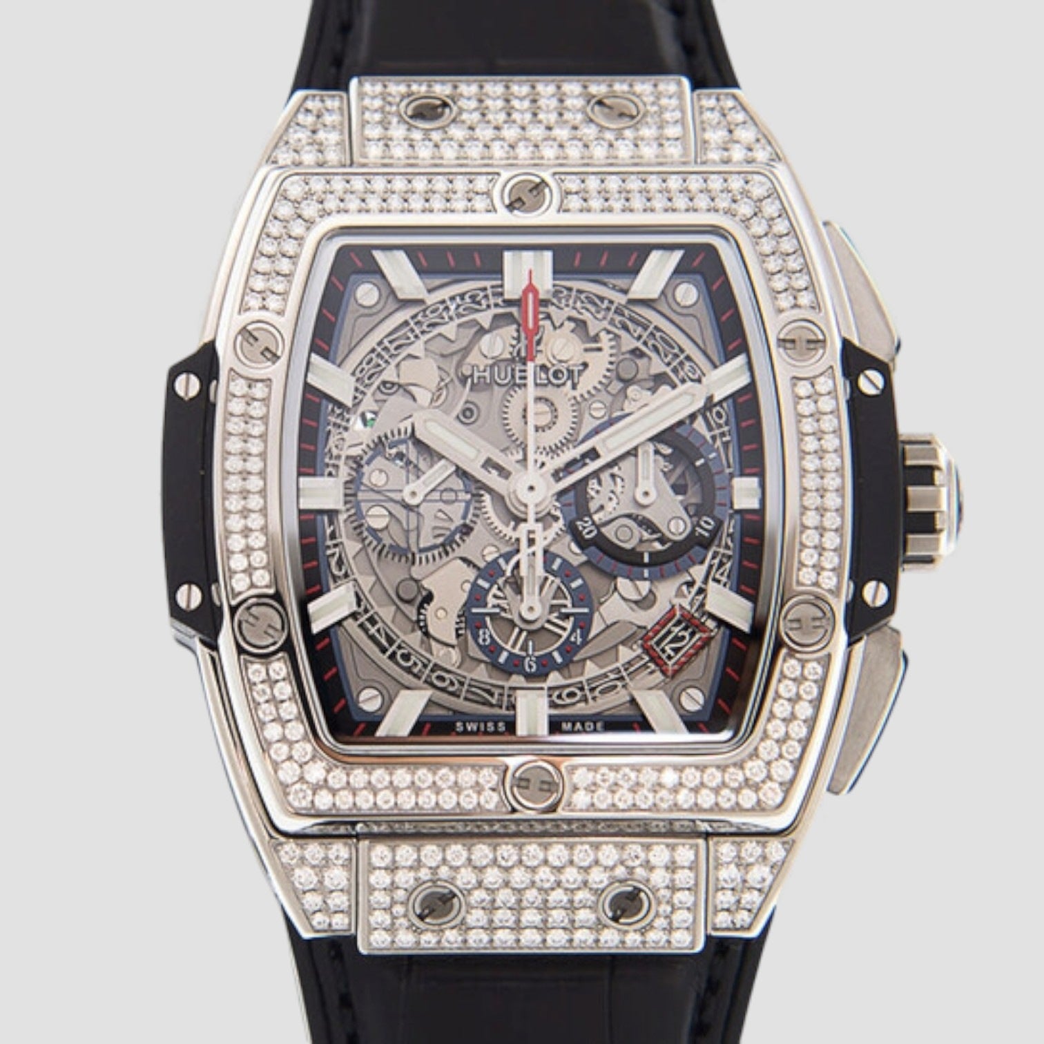 Spirit of Big Bang Chronograph Diamond Silver-tone Dial Men's Watch