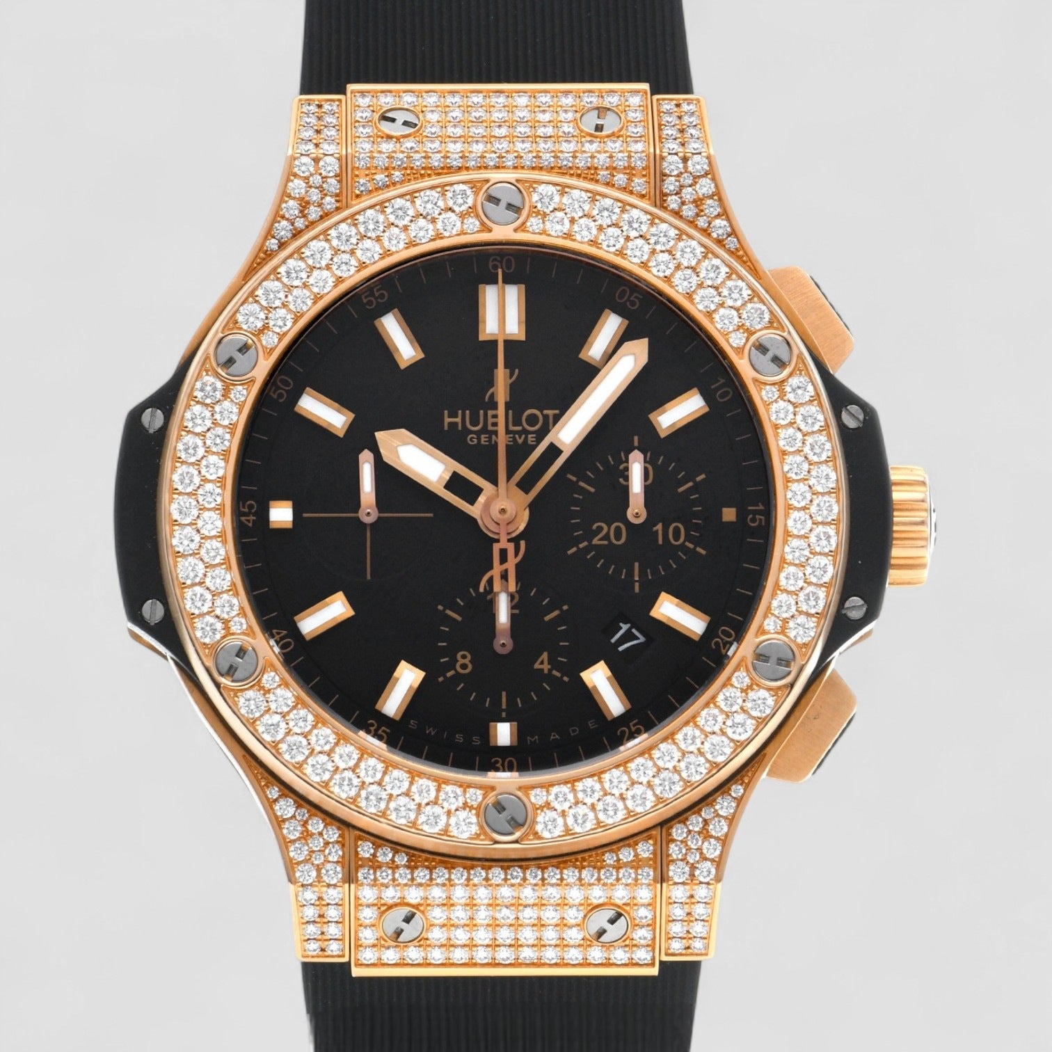 Big Bang 18kt Rose Gold Diamond Automatic Chronograph Watch