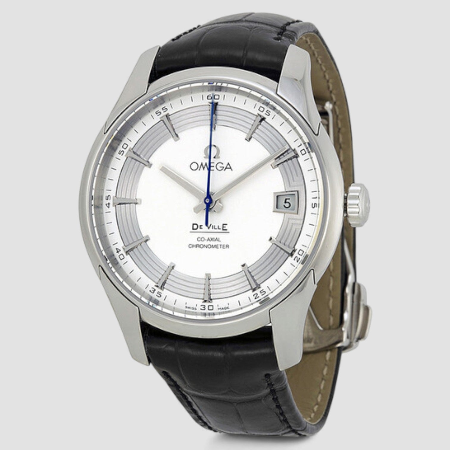 De Ville Co-Axial Hour Vision Silver Dial SS / Alligator