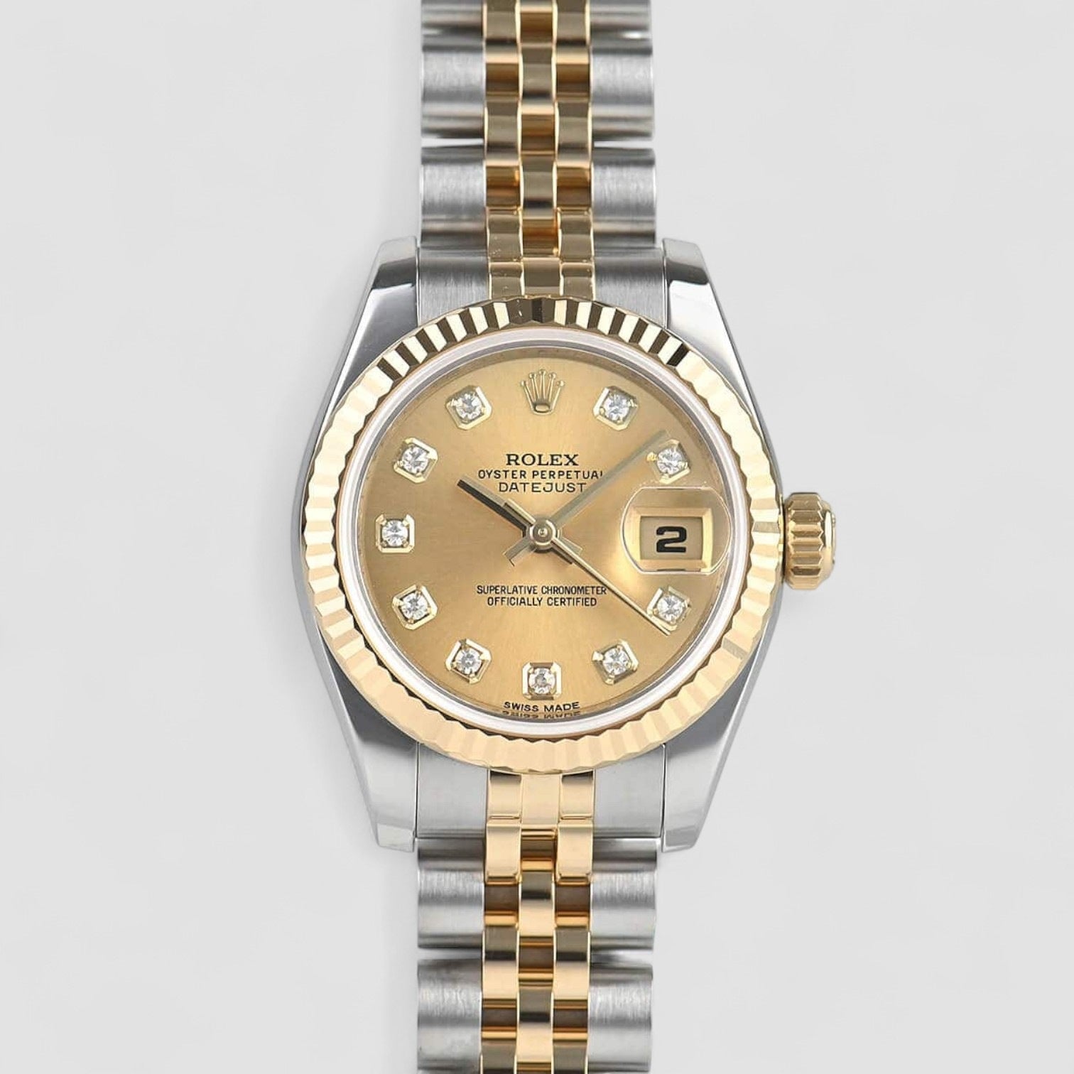 Datejust Champagne Diamond Steel Yellow Gold Ladies Watch