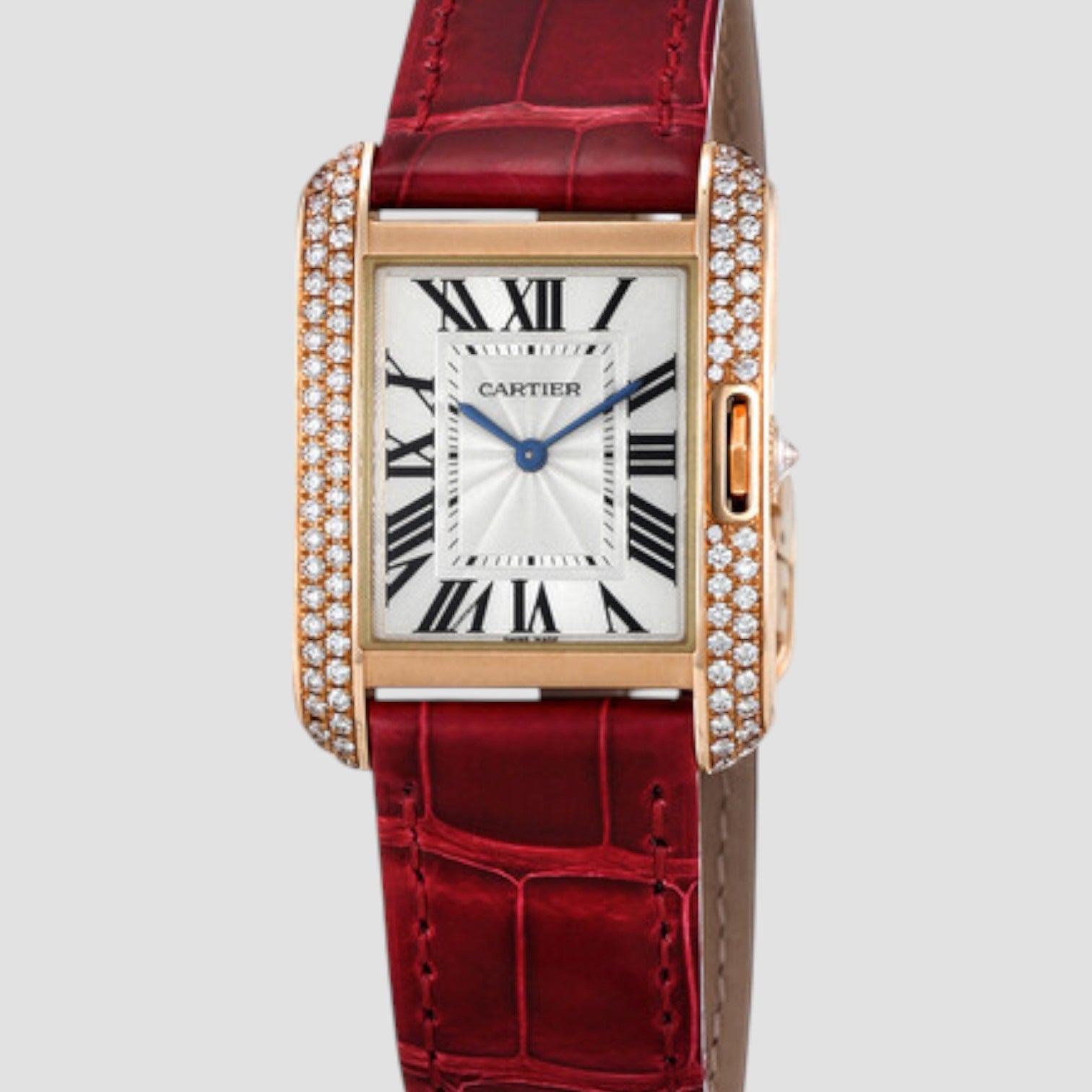 Tank Anglaise Silvered Flinque Dial Watch