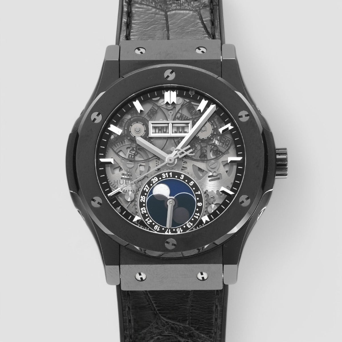 Classic Fusion Aerofusion Moonphase Black Magic Automatic Silver Dial Men's Watch