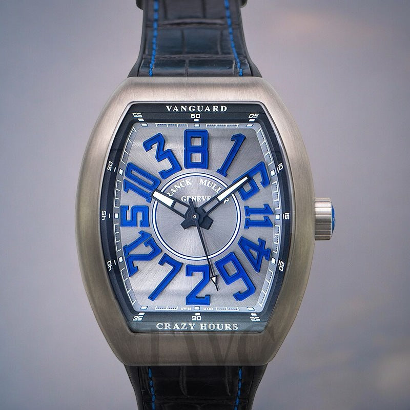 Vanguard Crazy Hours Blue Titanium Case Leather Strap Unisex Watch