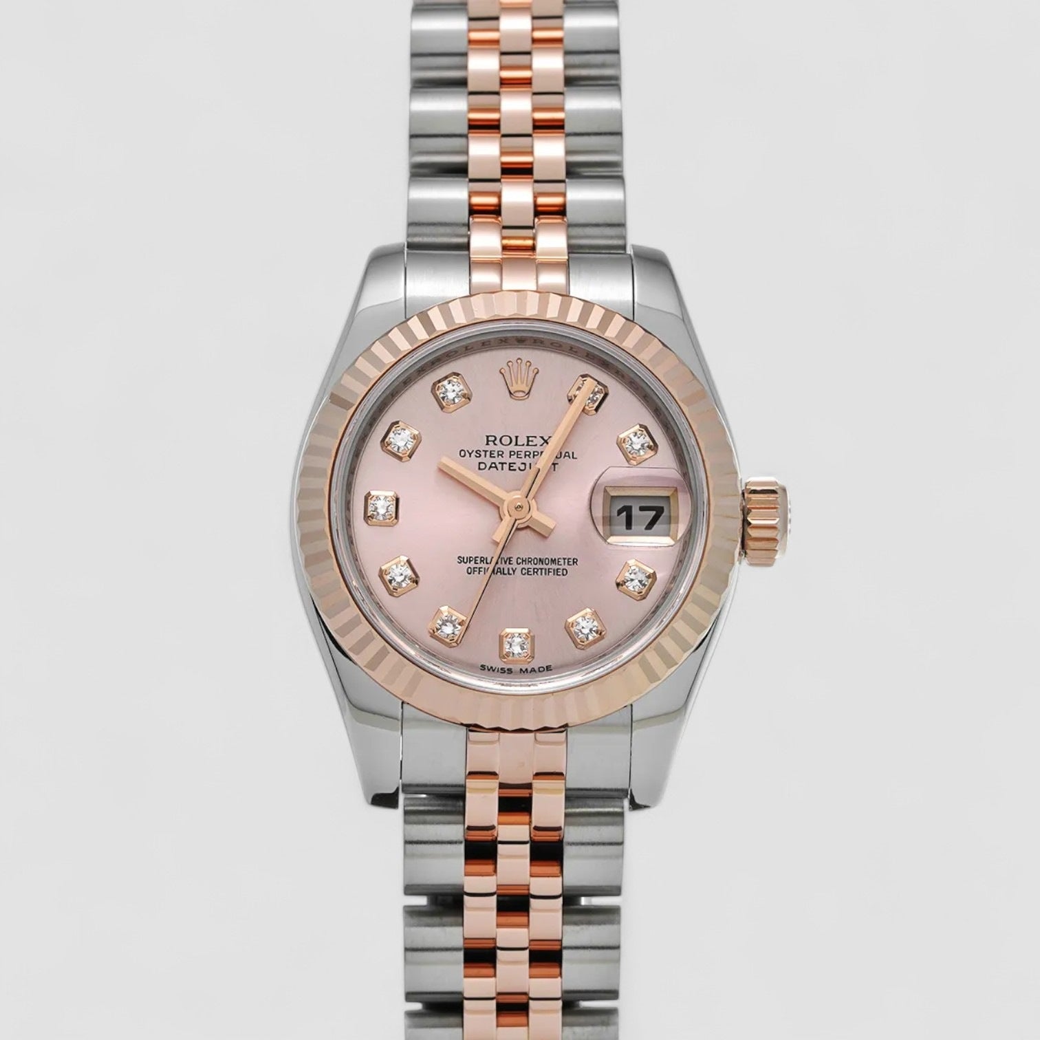 Lady-Datejust 18k Everose & Steel Pink Diamond-dial