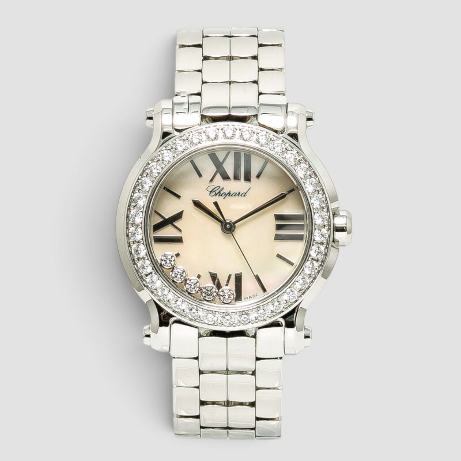 Happy Sport 30mm Stainless Steel Mother-of-Pearl Diamond Dial