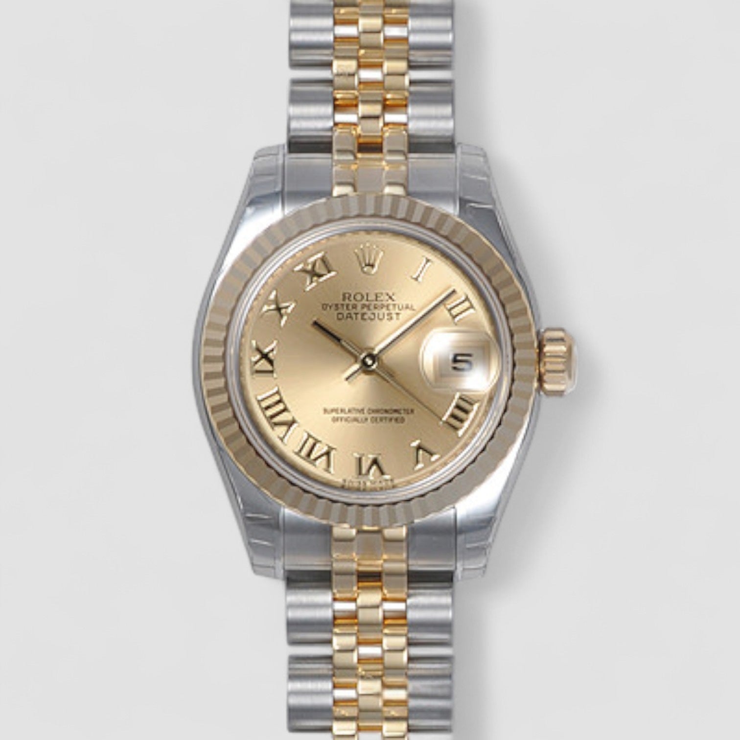 Lady-Datejust 26 Champagne Roman Numeral Jubilee Bracelet Watch