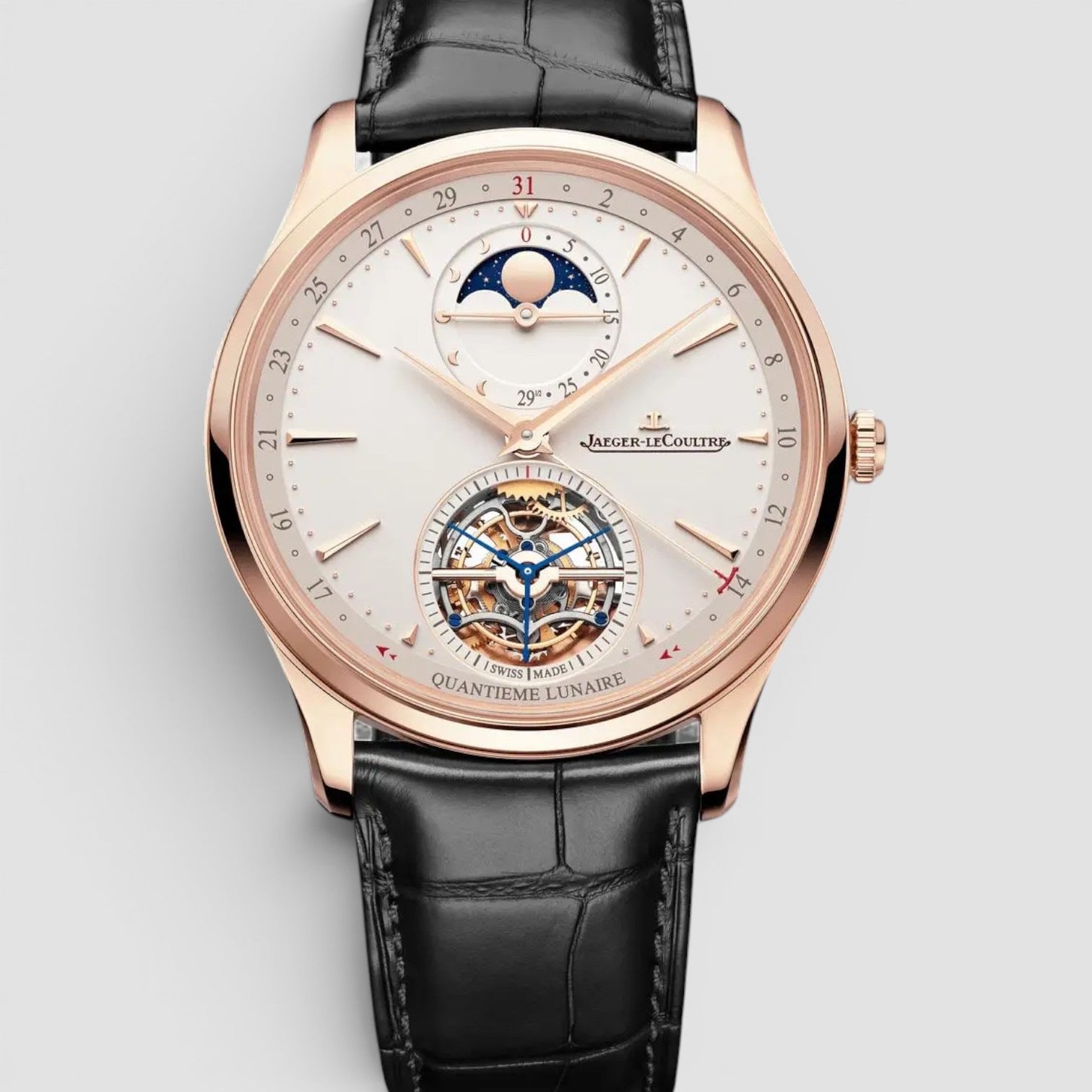Master Ultra Thin Tourbillon Moon 18K Rose Gold White Dial