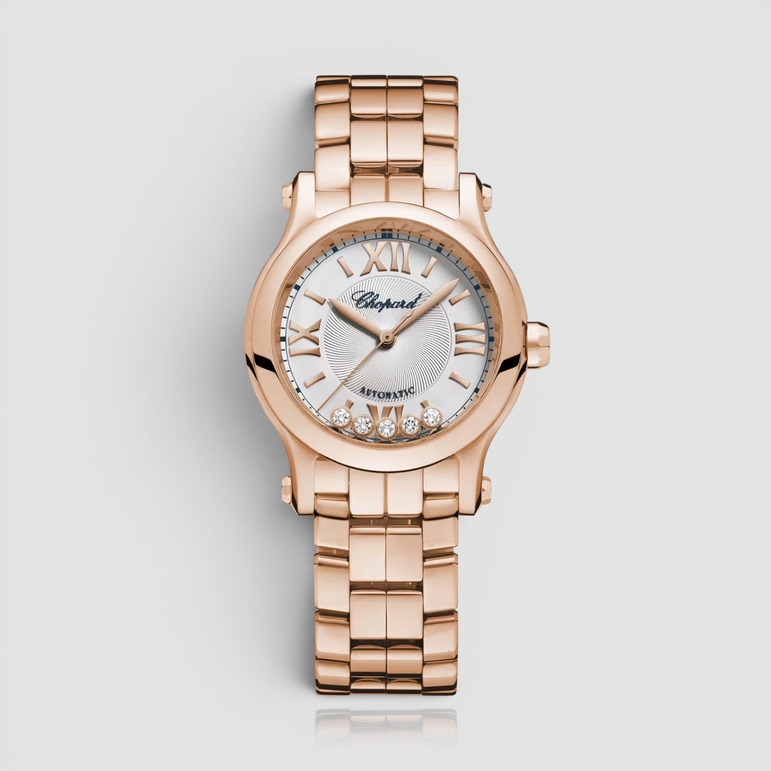 Happy Sport 18K Rose Gold Floating Diamond Watch