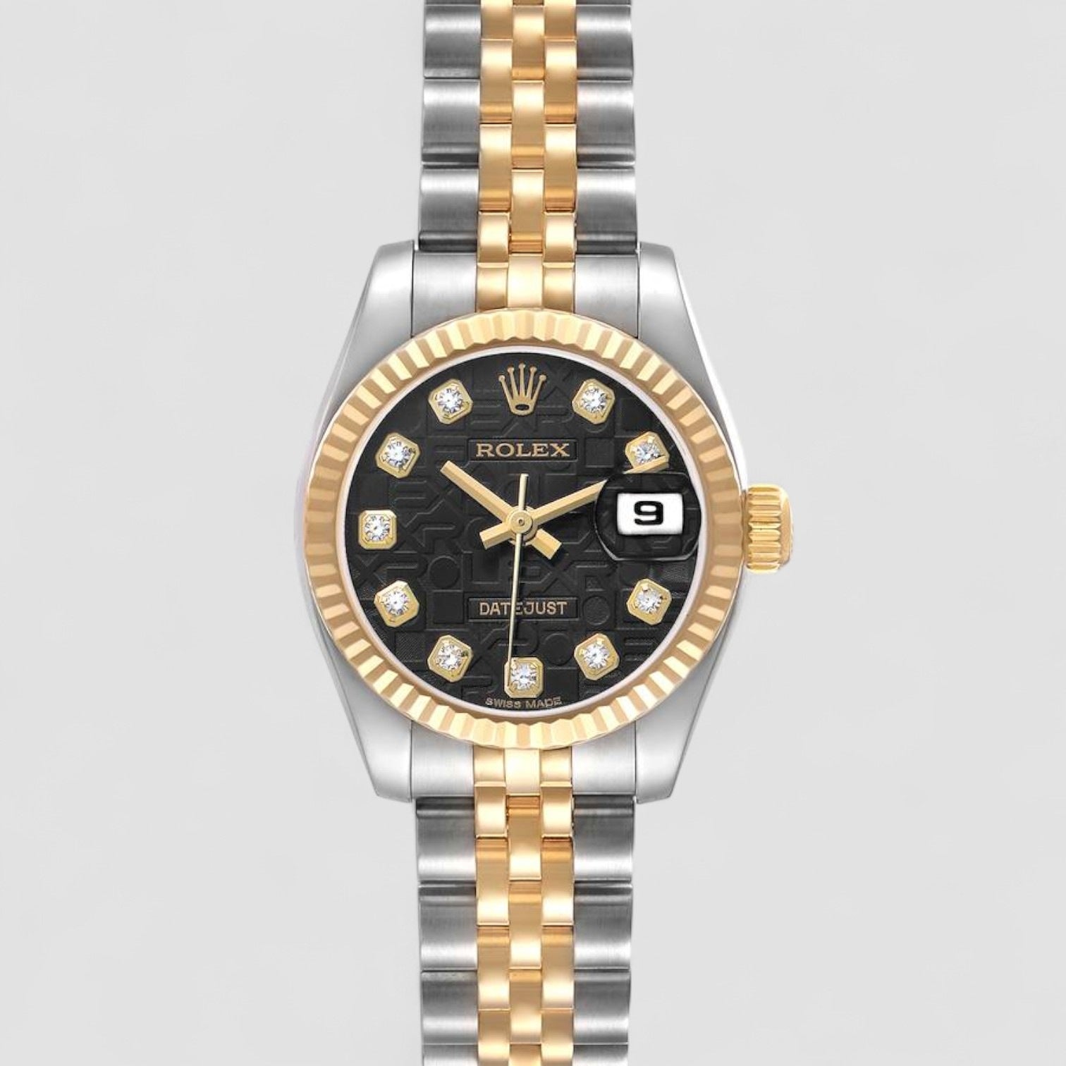 Lady DateJust Automatic Chronometer Diamond Black Dial Ladies Watch