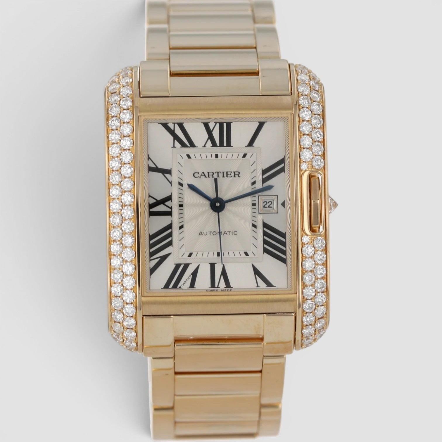 Tank Anglaise Automatic 18K Yellow Gold Diamond-Set