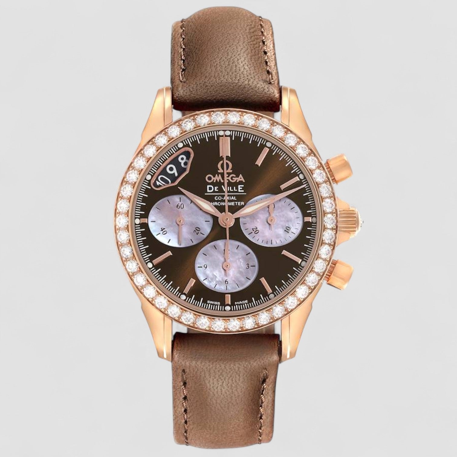 DeVille CoAxial Rose Gold Diamond Ladies Watch