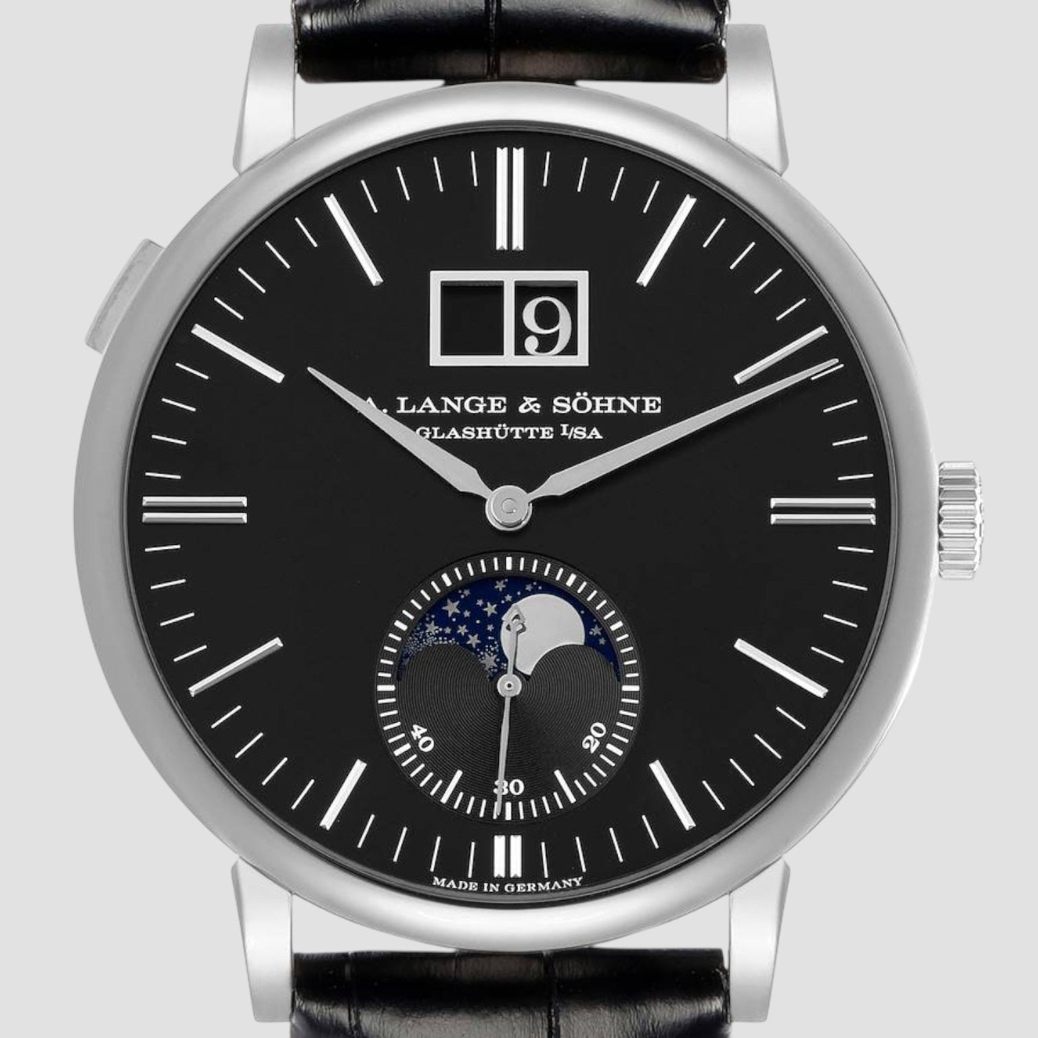 A. Lange & Söhne Saxonia Moonphase White Gold Black Dial Mens