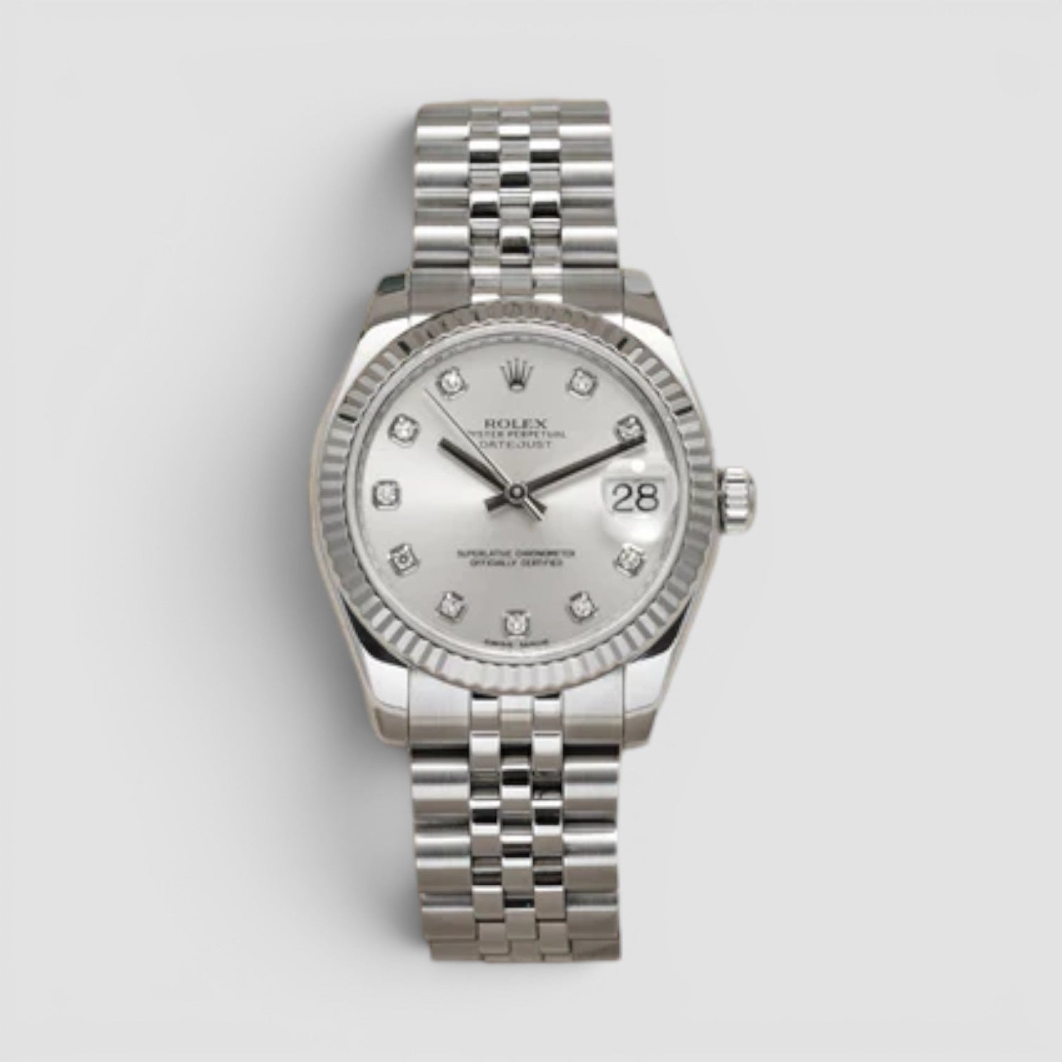 Datejust 31 silver diamond dial jubilee
