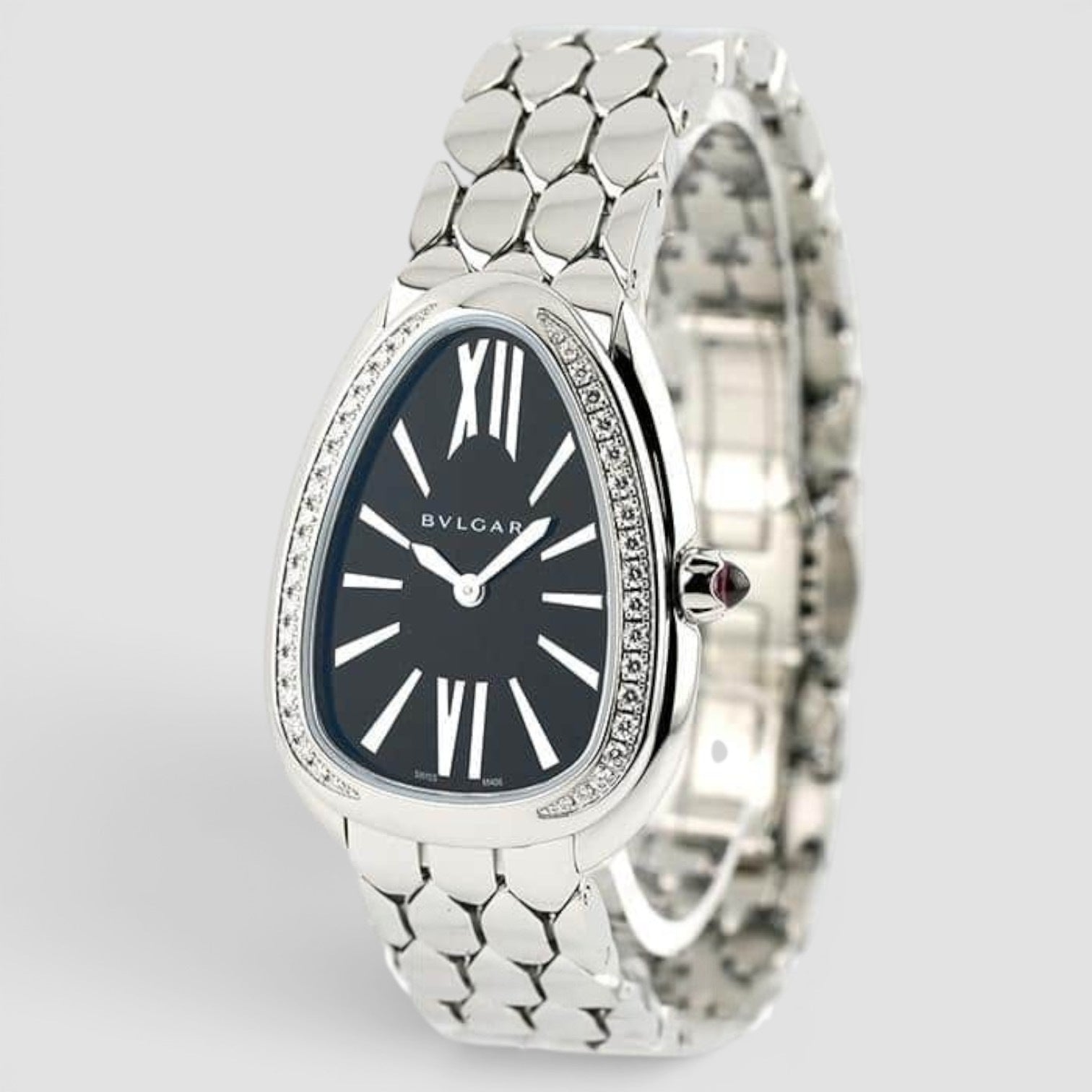 Serpenti Seduttori Stainless Steel Diamond Black Lacquered Dial