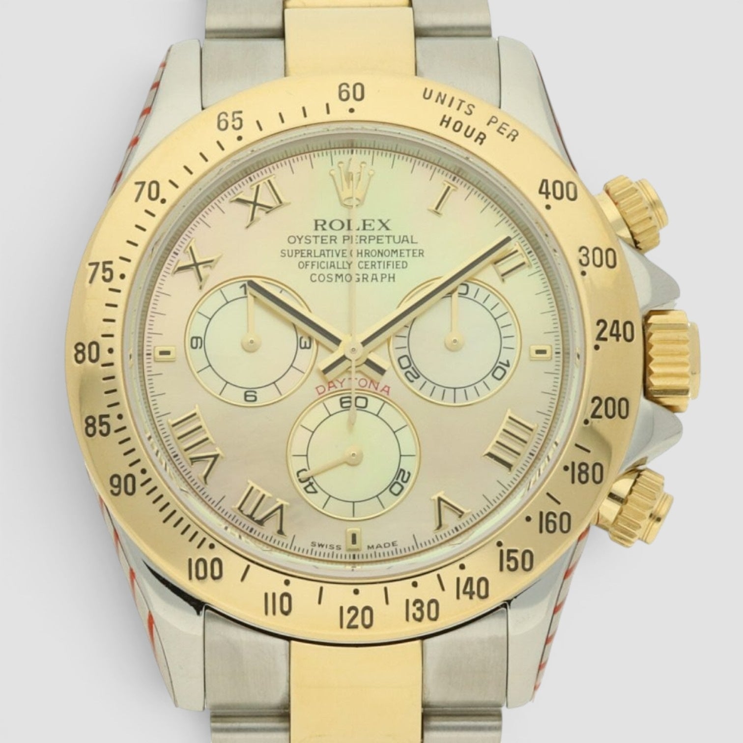 Cosmograph Daytona 40mm Steel & Yellow Gold Mother-of-Pearl Roman Dial