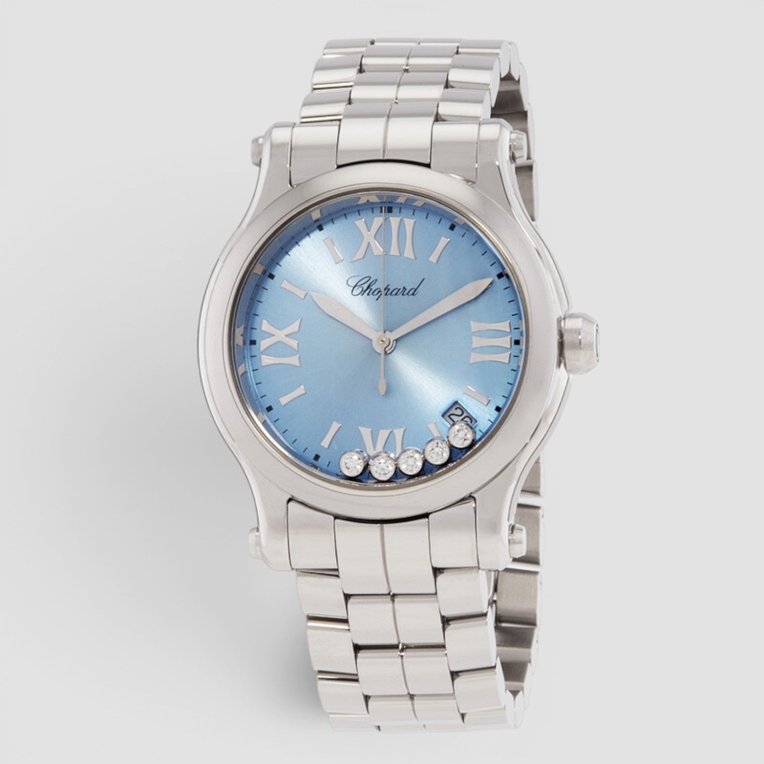 Happy Sport 36mm Steel Blue Dial Diamond