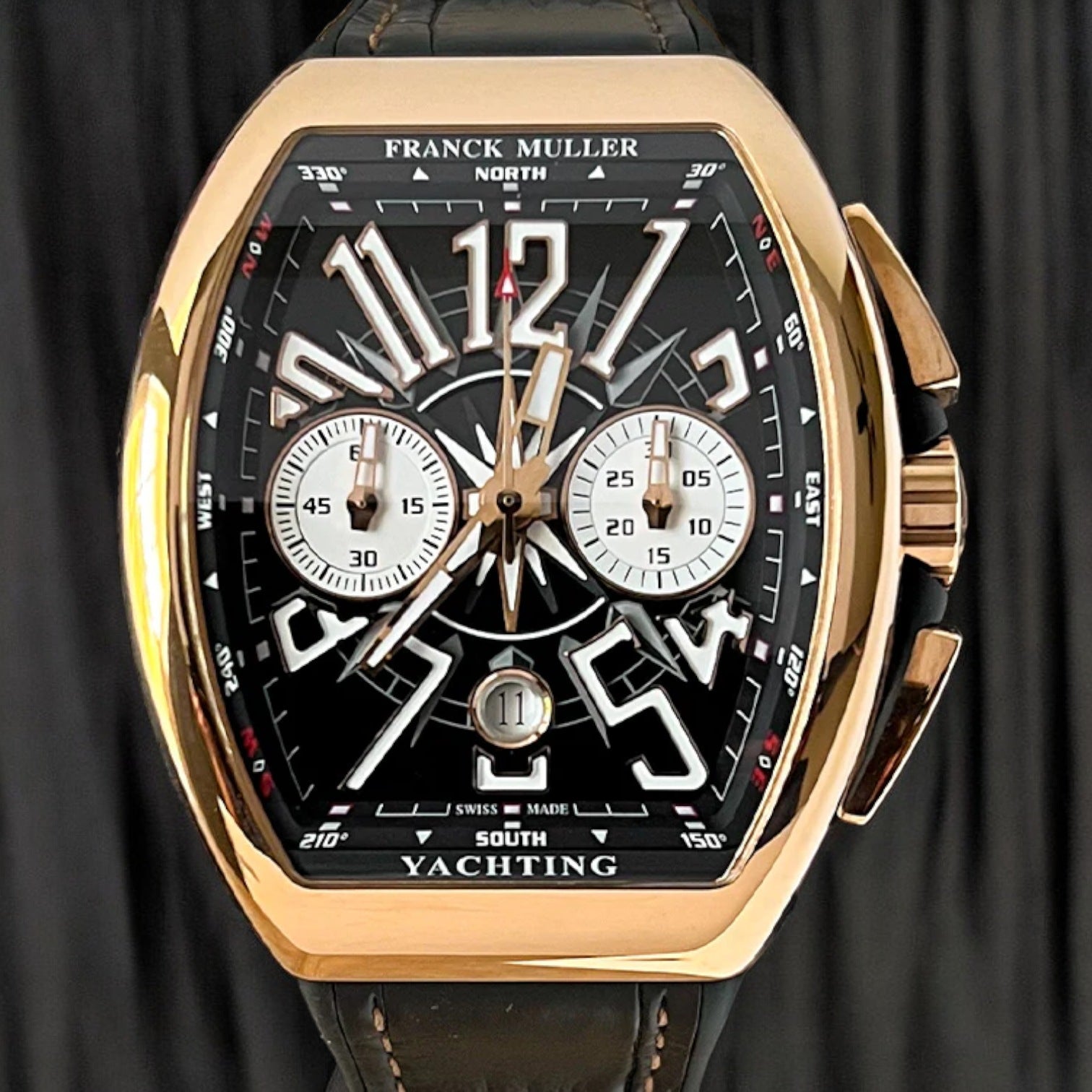 Vanguard Yachting Chronograph 18kt Rose Gold Black Dial (45CCYACHTGLDBL)