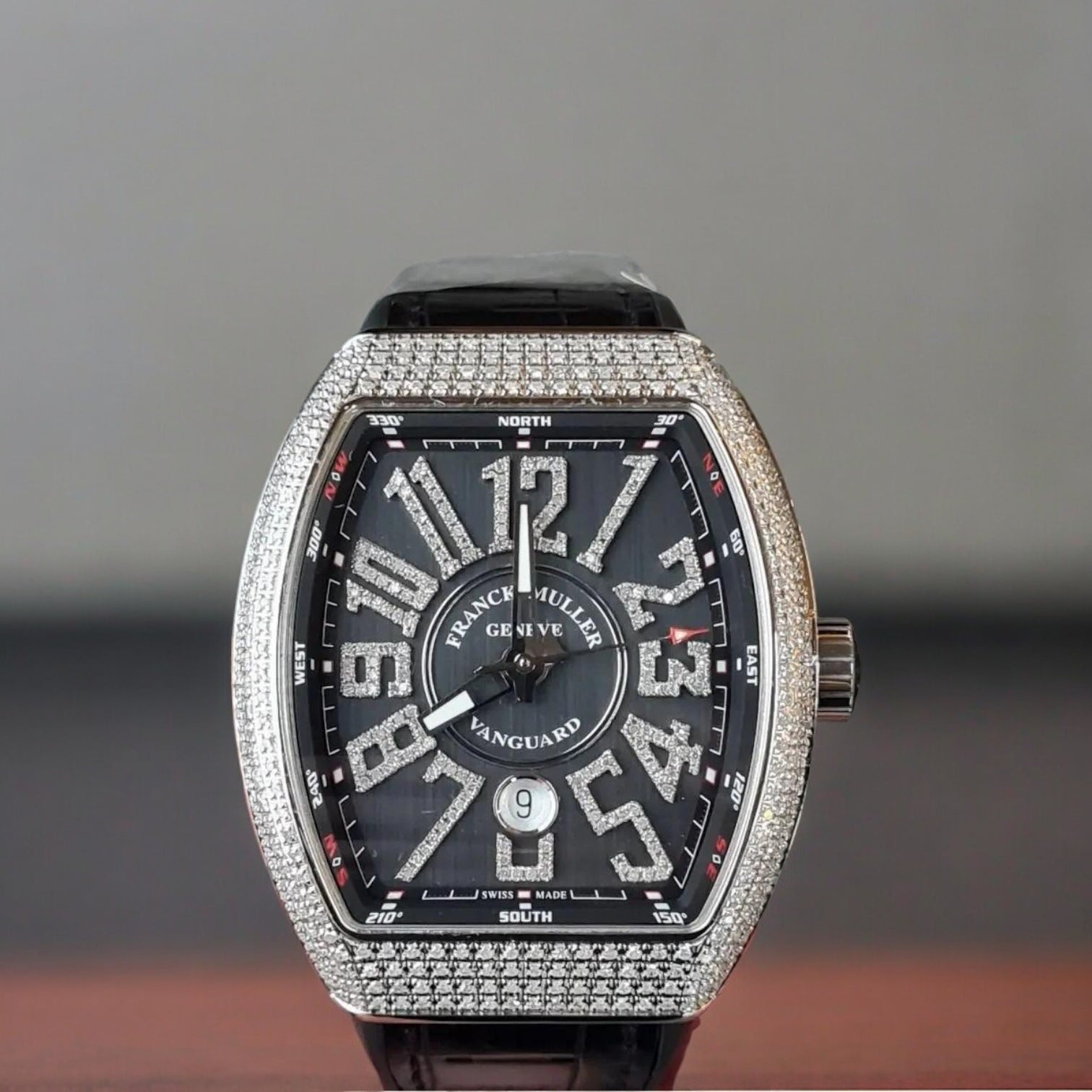 Vanguard V45 Automatic Black Dial Full After Set Diamond