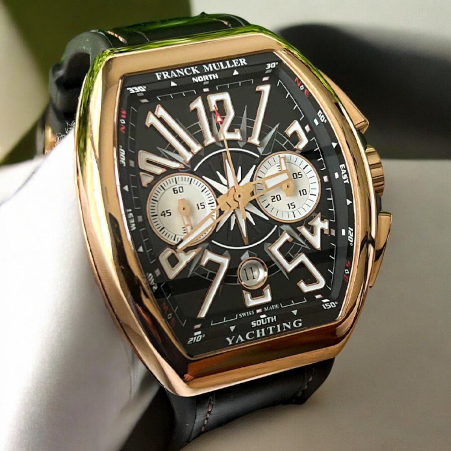 Vanguard Yachting Chronograph 18kt Rose Gold Black Dial (45CCYACHTGLDBL)