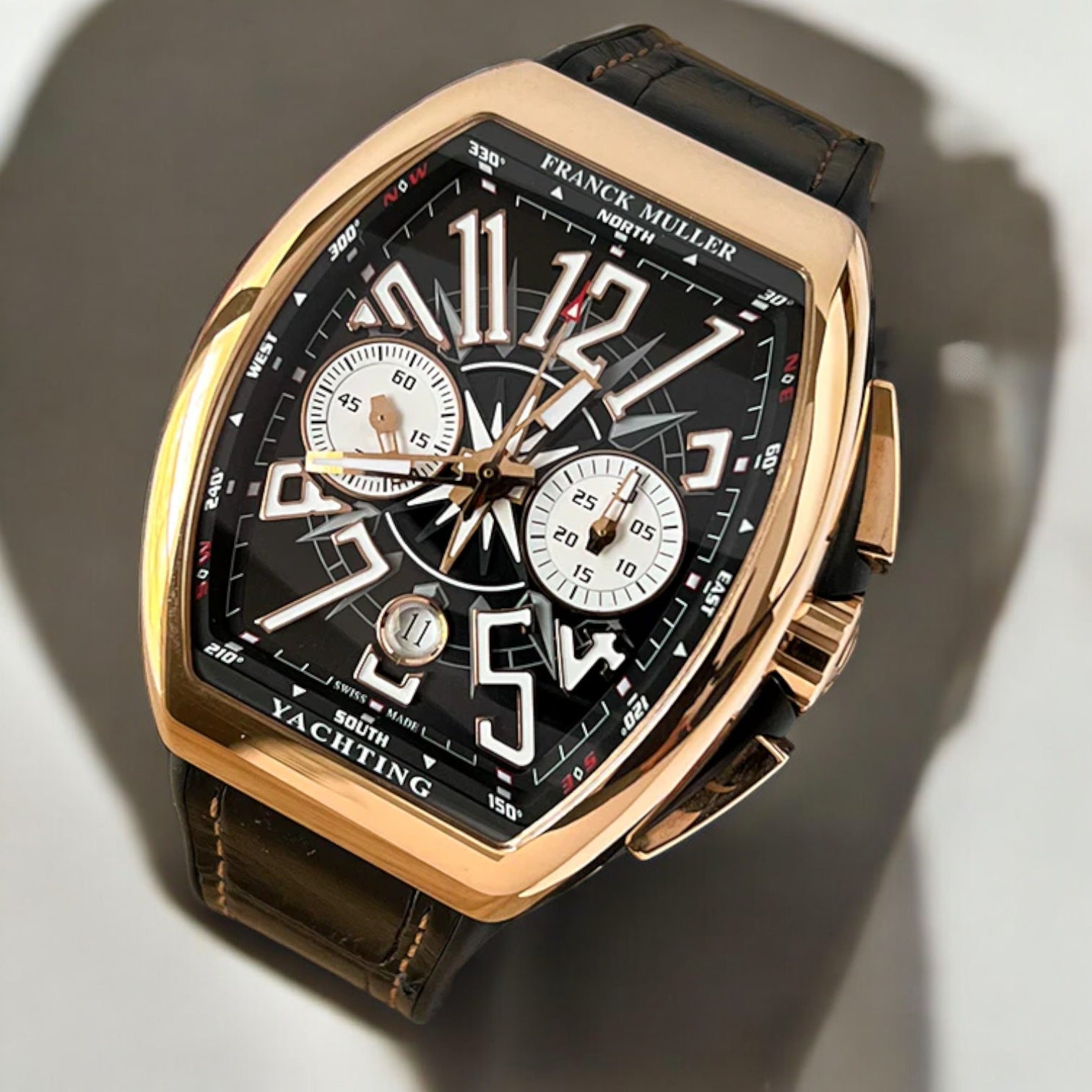 Vanguard Yachting Chronograph 18kt Rose Gold Black Dial (45CCYACHTGLDBL)