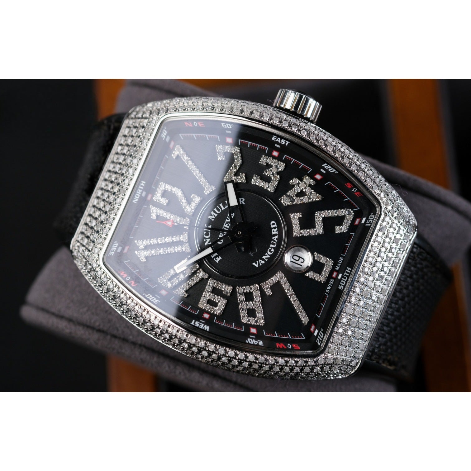 Vanguard V45 Automatic Black Dial Full After Set Diamond