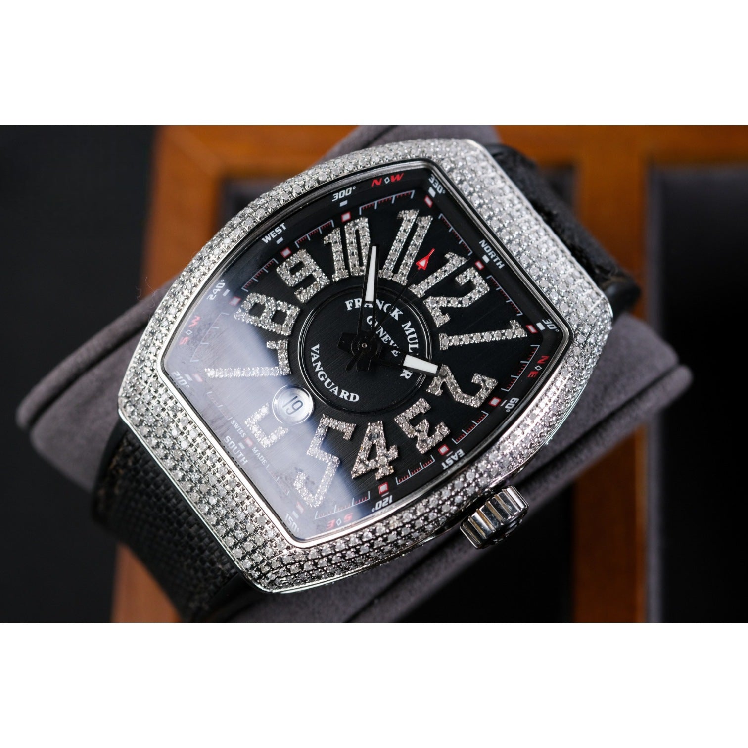 Vanguard V45 Automatic Black Dial Full After Set Diamond