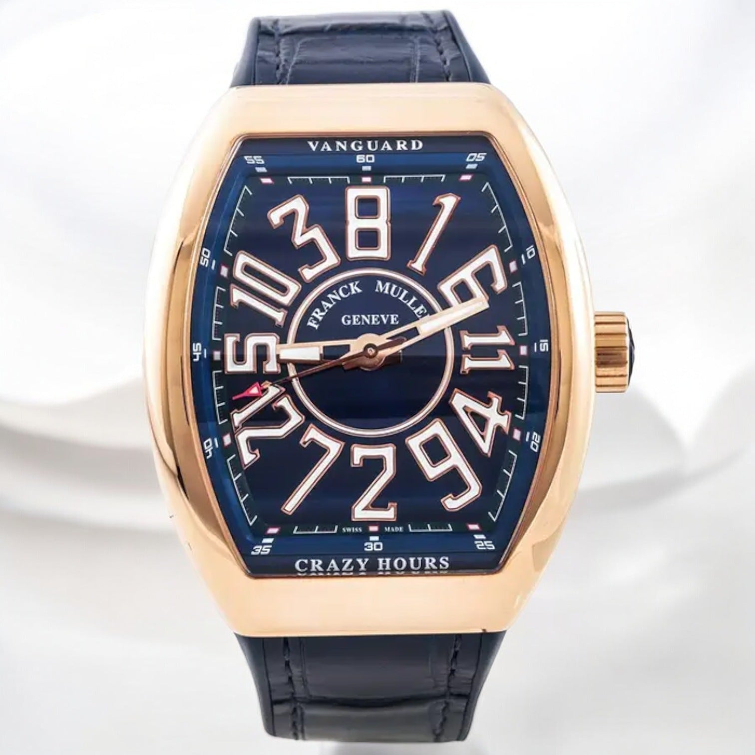 Vanguard Crazy Hours Blue Dial Rose Gold