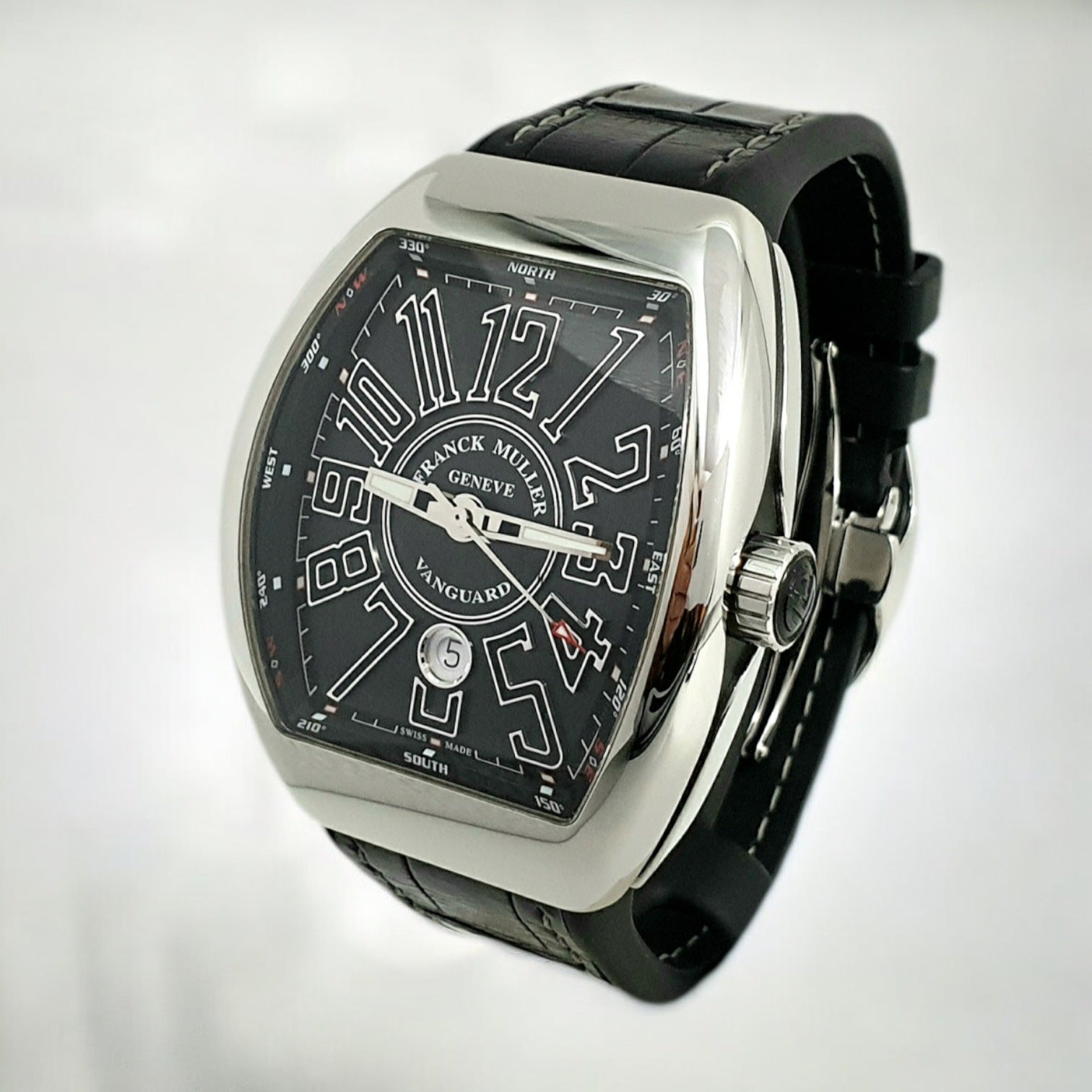 Vanguard 45 Black Dial Ref. V45 SC DT in Steel