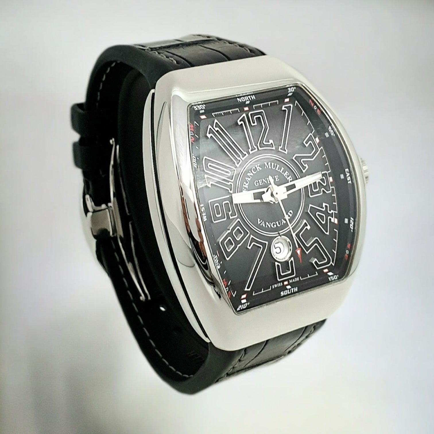 Vanguard 45 Black Dial Ref. V45 SC DT in Steel