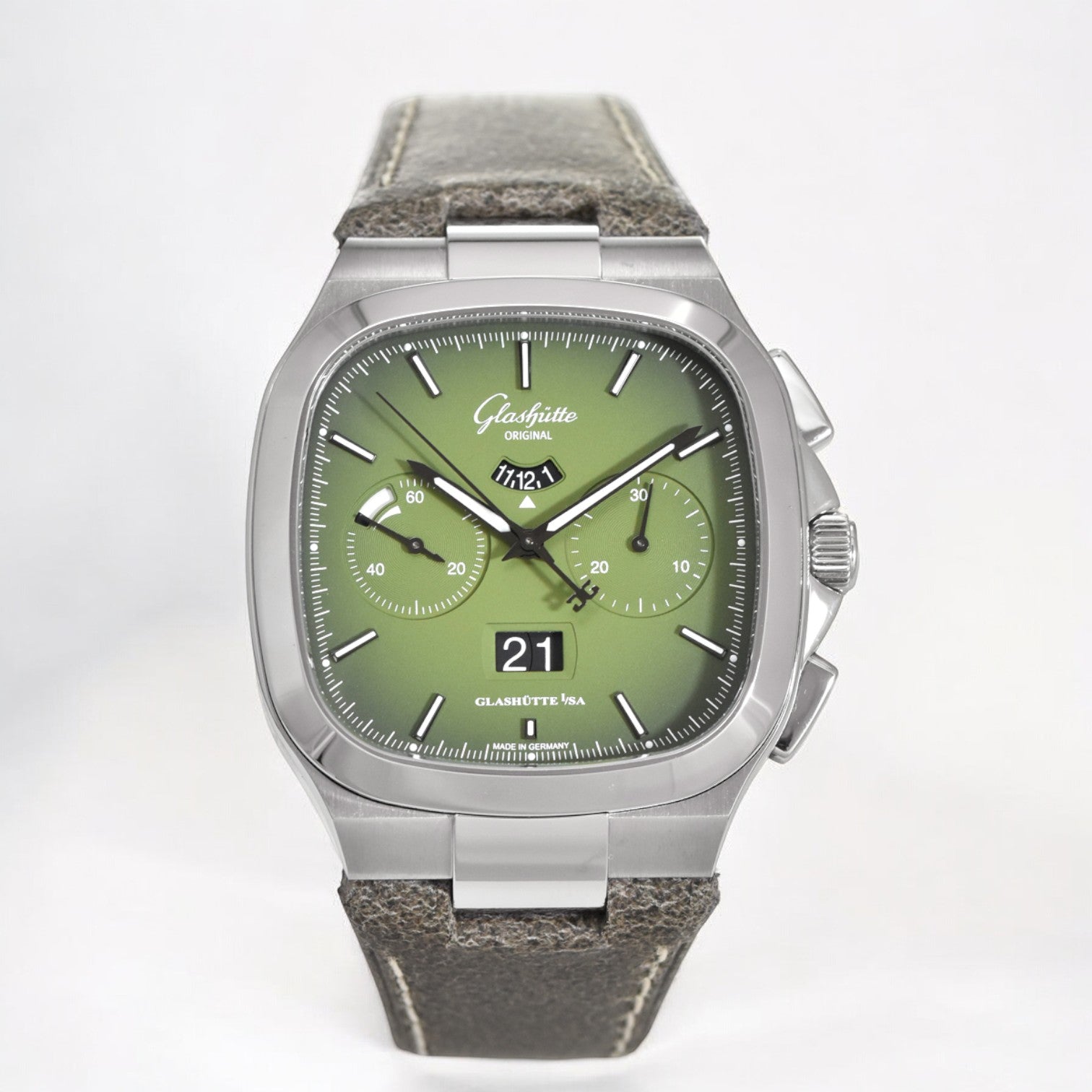 Seventies Chronograph Panorama Date SS Green Dial