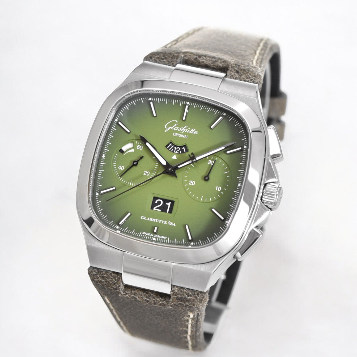 Seventies Chronograph Panorama Date SS Green Dial